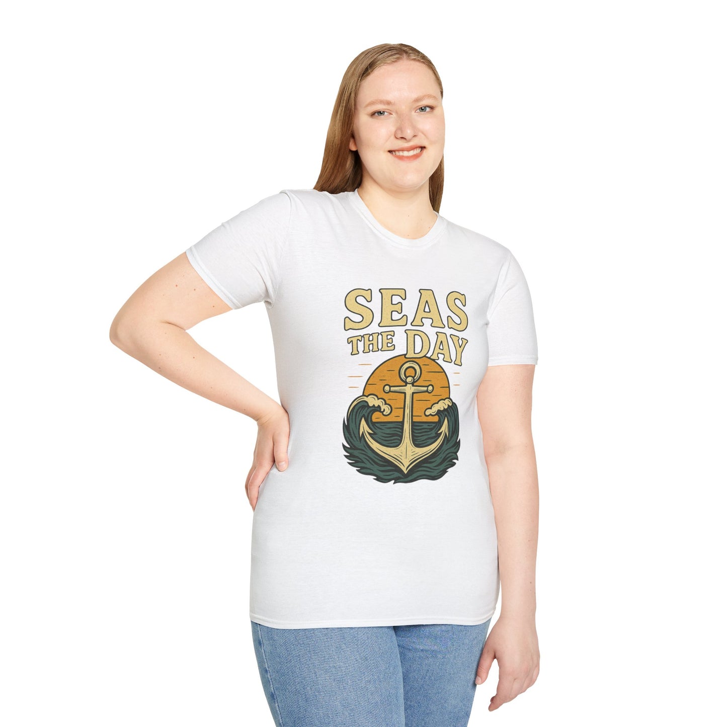 Seas the Day Shirt – Nautical Anchor Ocean Tee | Coastal Beach Graphic T-Shirt | Funny Seaside Pun Gift | Unisex Summer Travel Top