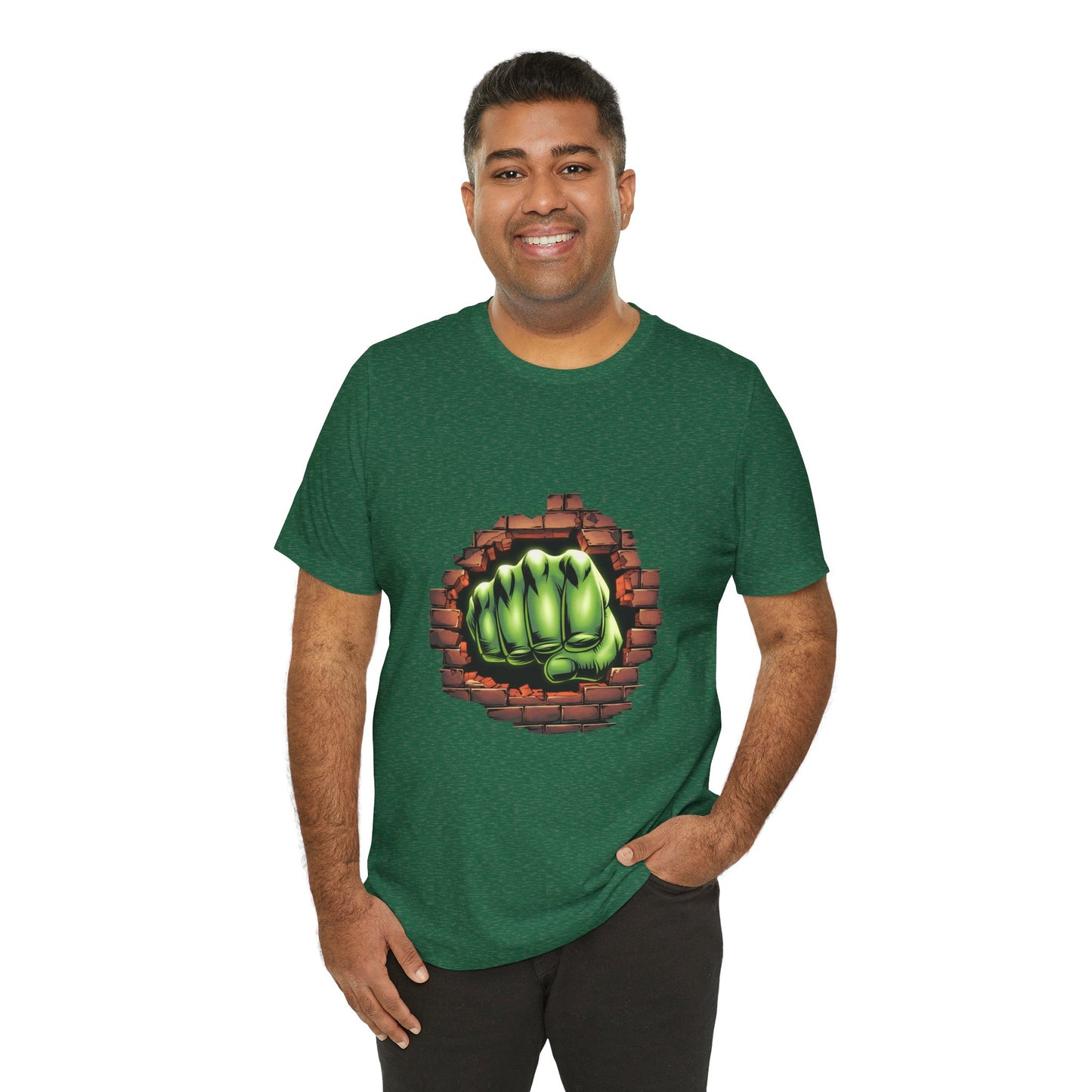Green Hero Fist Graphic Tee – Superhero Shirt, Comic Pop Art, Gamer Gift, Y2K Dopamine Aesthetic, Funny Nerd Fashion, Unisex T‑shirt