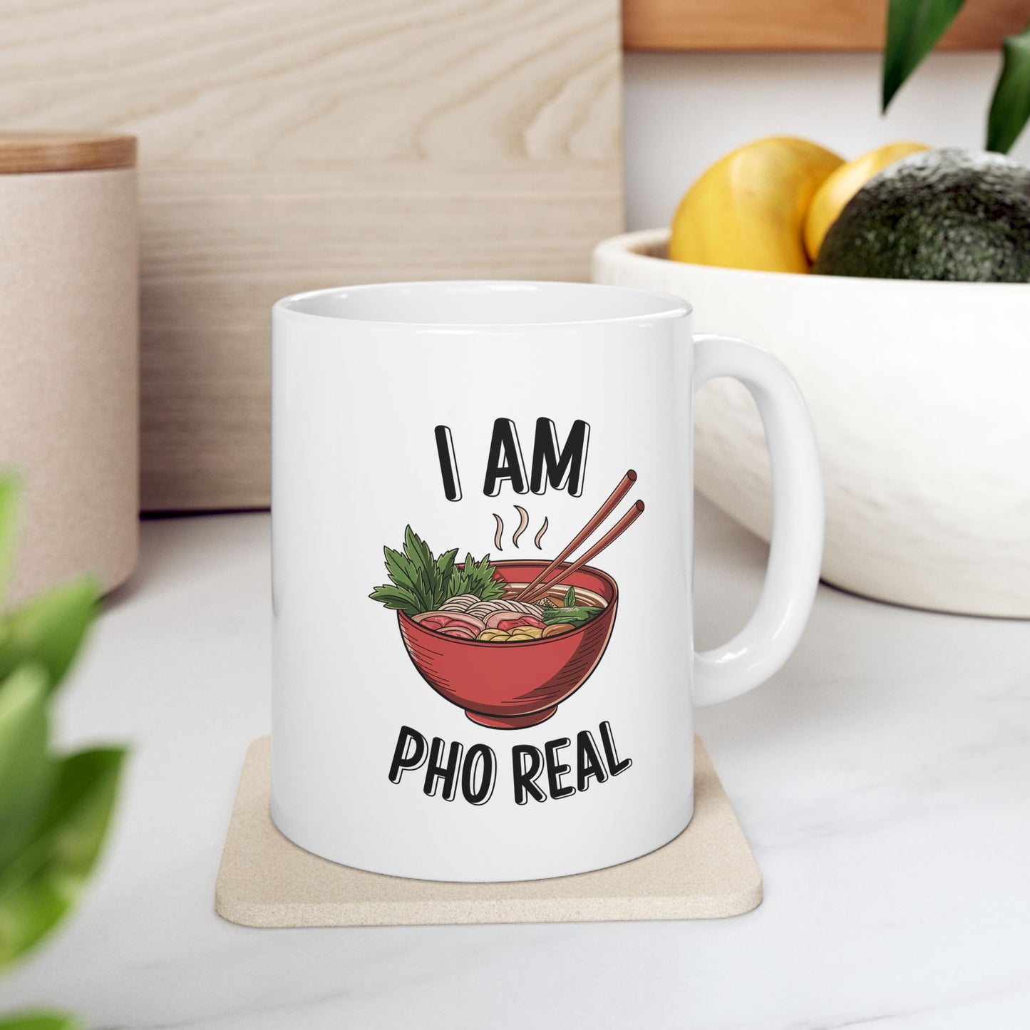 I Am Pho Real Funny Mug – Food Pun Coffee Cup, Dishwasher Safe Ceramic, Hilarious Gift for Pho Lovers, Foodies, Coworkers & Friends