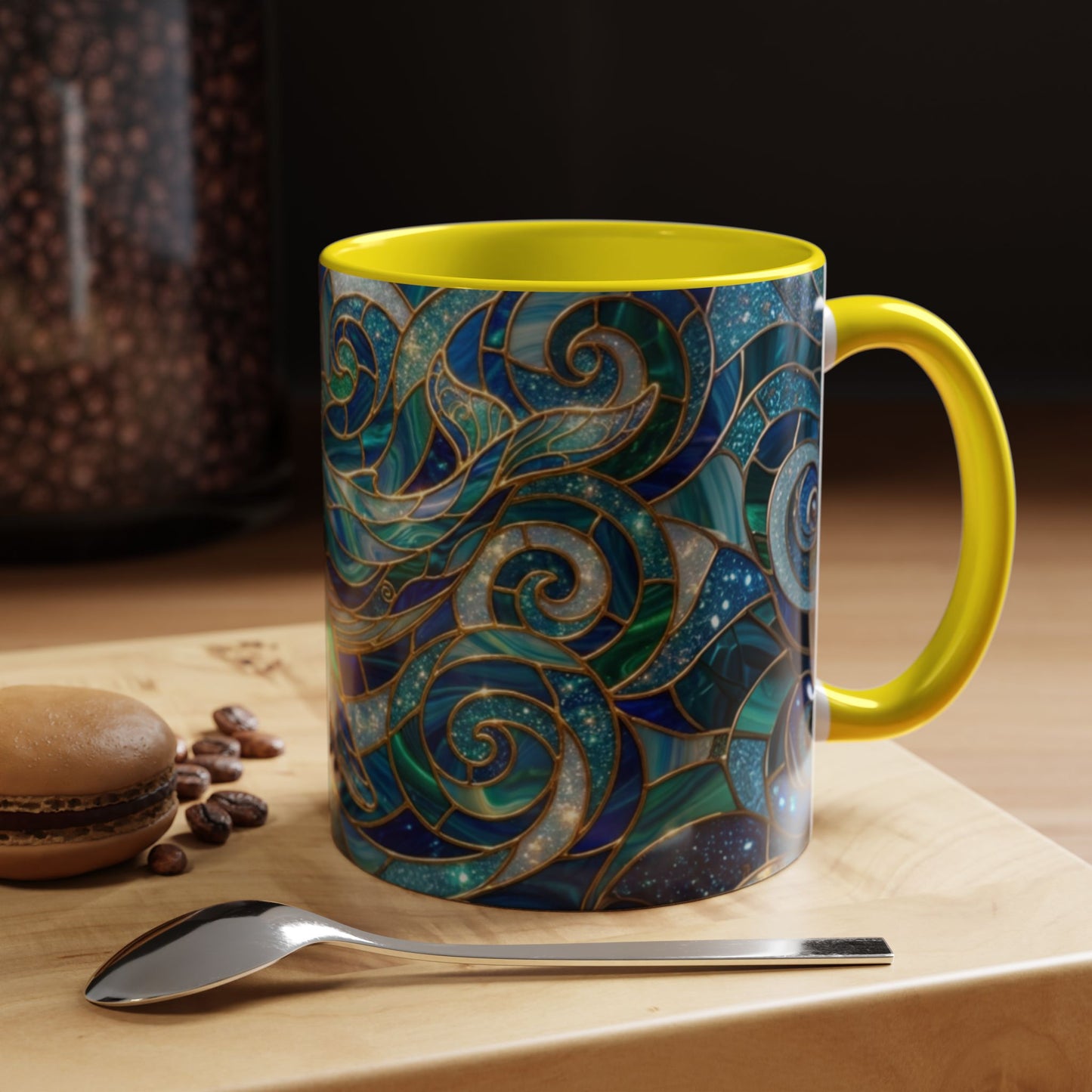 Stained Glass Whale Mug, Ocean Art Coffee Cup, Blue Sea Life Design, Nautical Gift For Ocean Lovers, Colorful Stained Glass Whale Cup