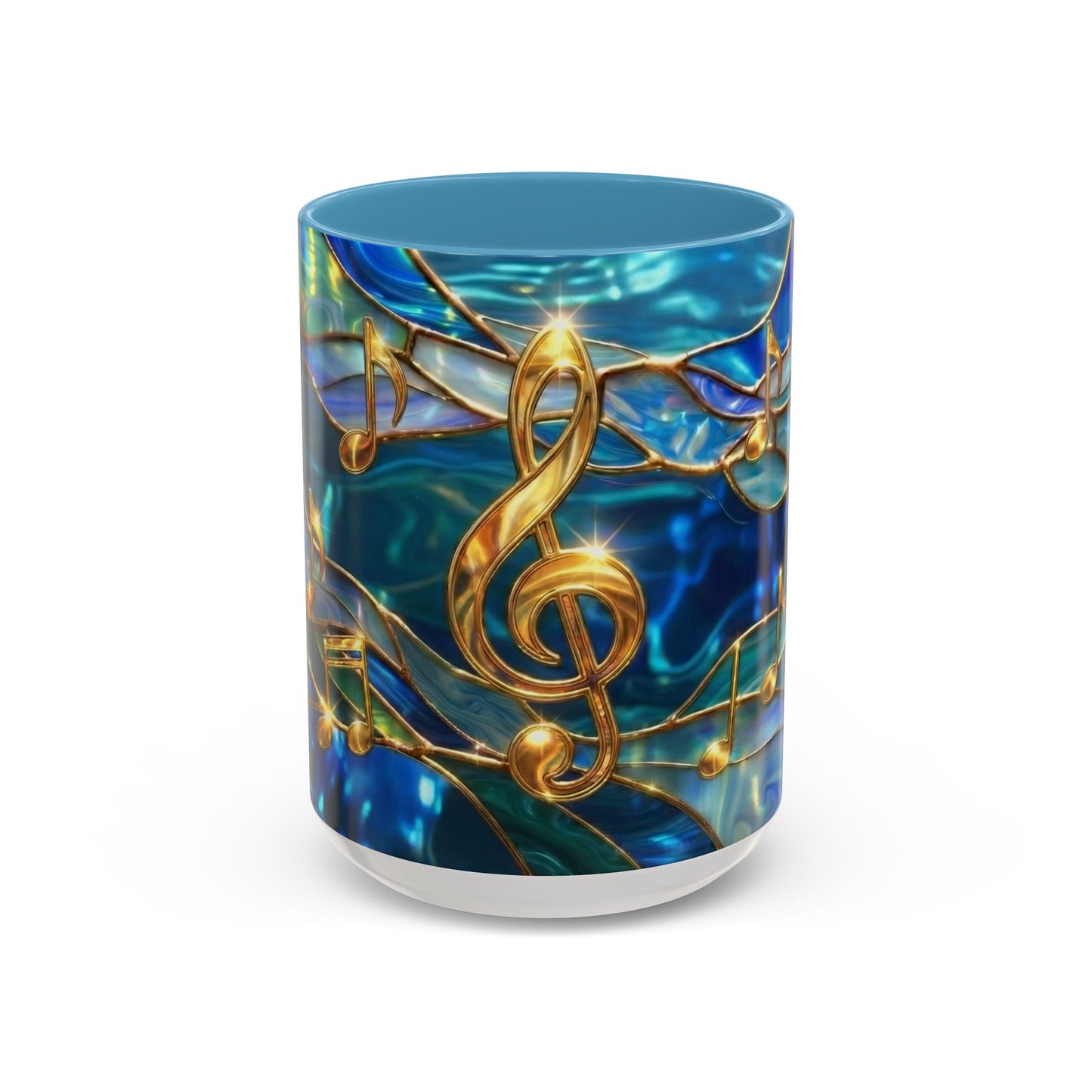 Music Notes Mug, Stained Glass Music Coffee Mug, Musical Gift Mug, Music Lover Cup, Music Teacher Gift, Artistic Coffee Mug