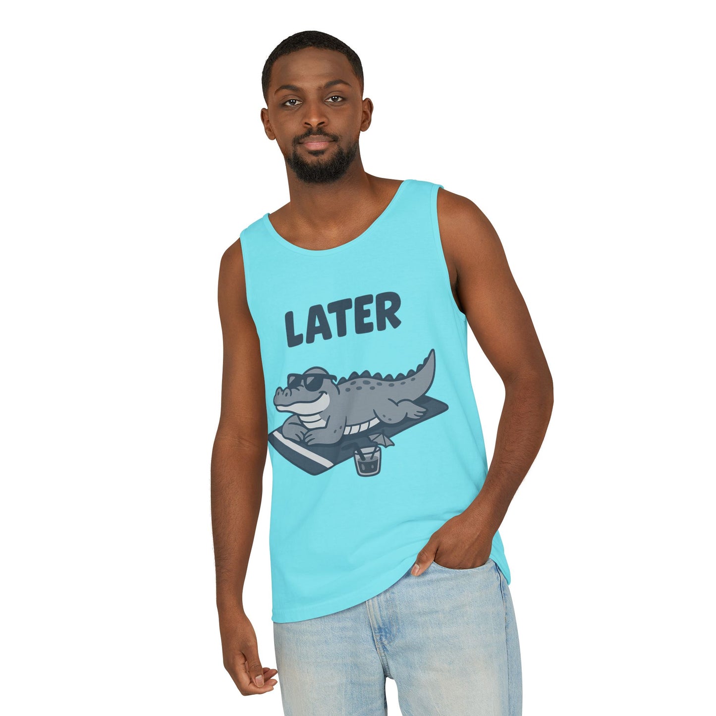 Funny Crocodile Tank Top - ‘Later Gator’ Cute Graphic Croc Tee, Summer Vest, Beach Gift, Sarcastic Animal Humor, Festival and Everyday Wear