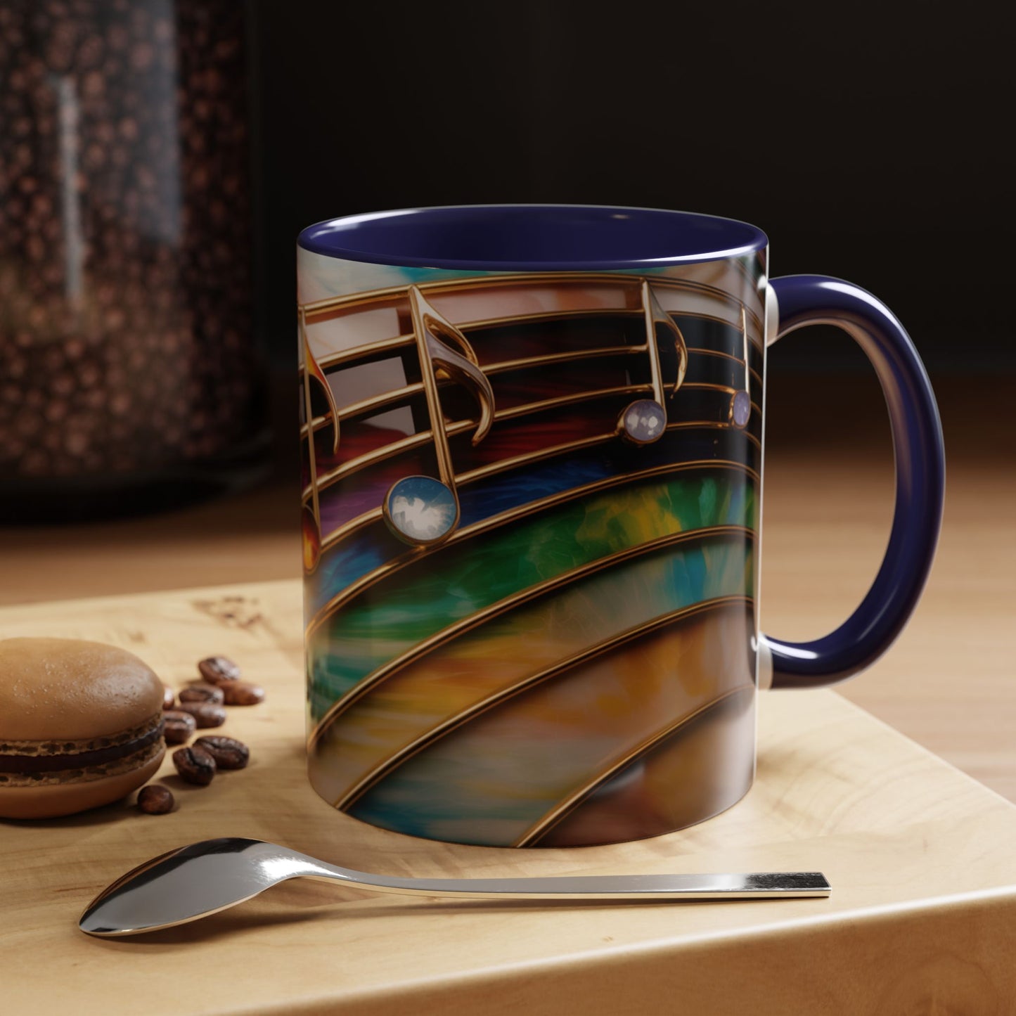 Stained Glass Music Notes Mug - Colorful Music Lover Gift - Music Teacher Mug - Treble Clef Coffee Cup - Musician Gift Idea - 11oz & 15oz Ceramic Mug