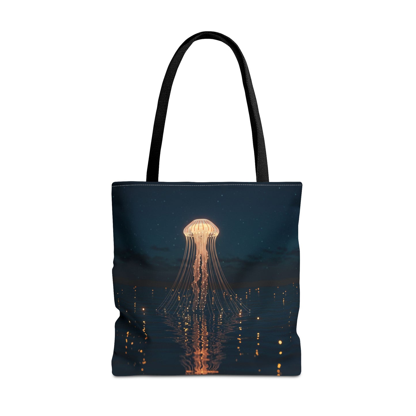 Luminous Jellyfish Tote Bag, Glow-Inspired Ocean Design Shoulder Bag, Durable Polyester Tote For Everyday Style, Gifts, And Coastal Fashion