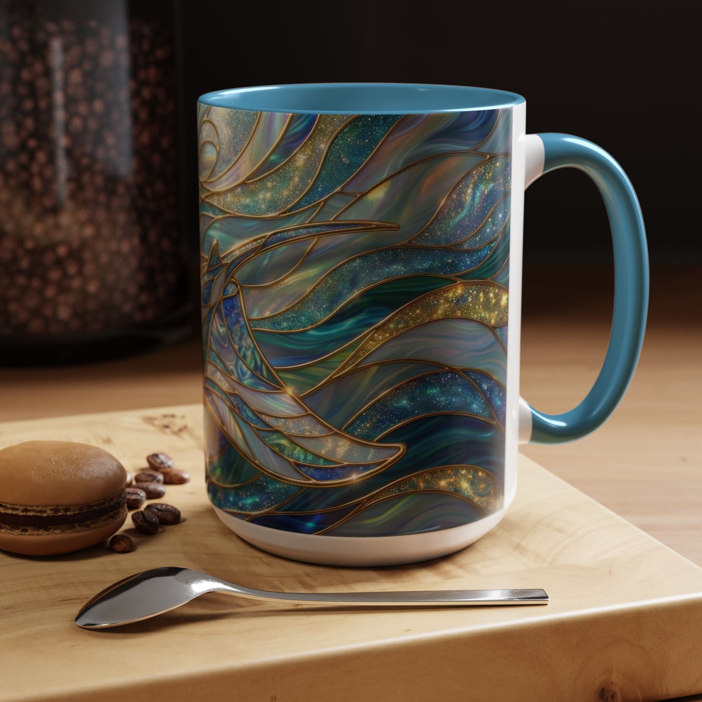 Stained Glass Manta Ray Mug, Ocean Coffee Cup, Manta Ray Art Mug, Nautical Gift, Coastal Decor Mug, Marine Life Coffee Cup