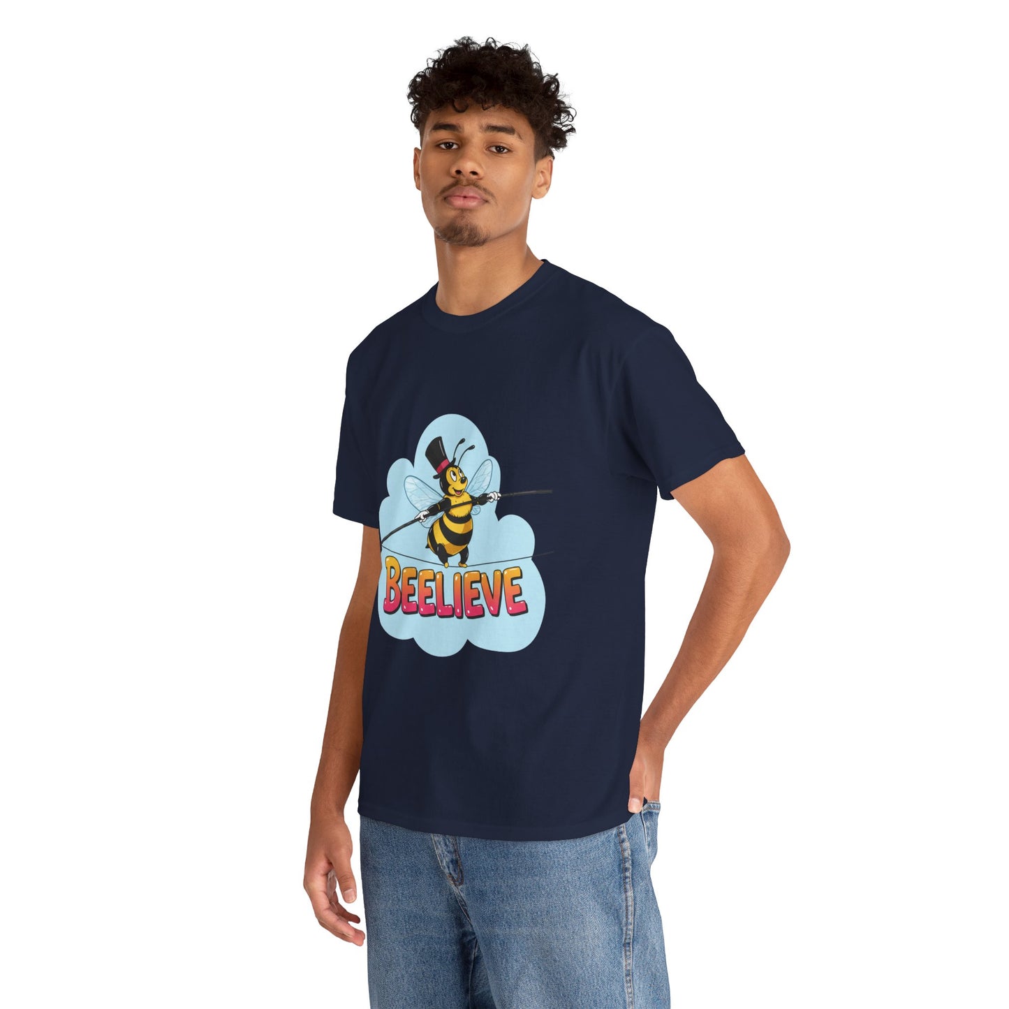 “Beelieve” Bee Pun T‑Shirt | Cute Bee Graphic Tee | Inspirational Pun Shirt | Funny Nature Lover Gift | Bee Belief Positive Vibes Tee