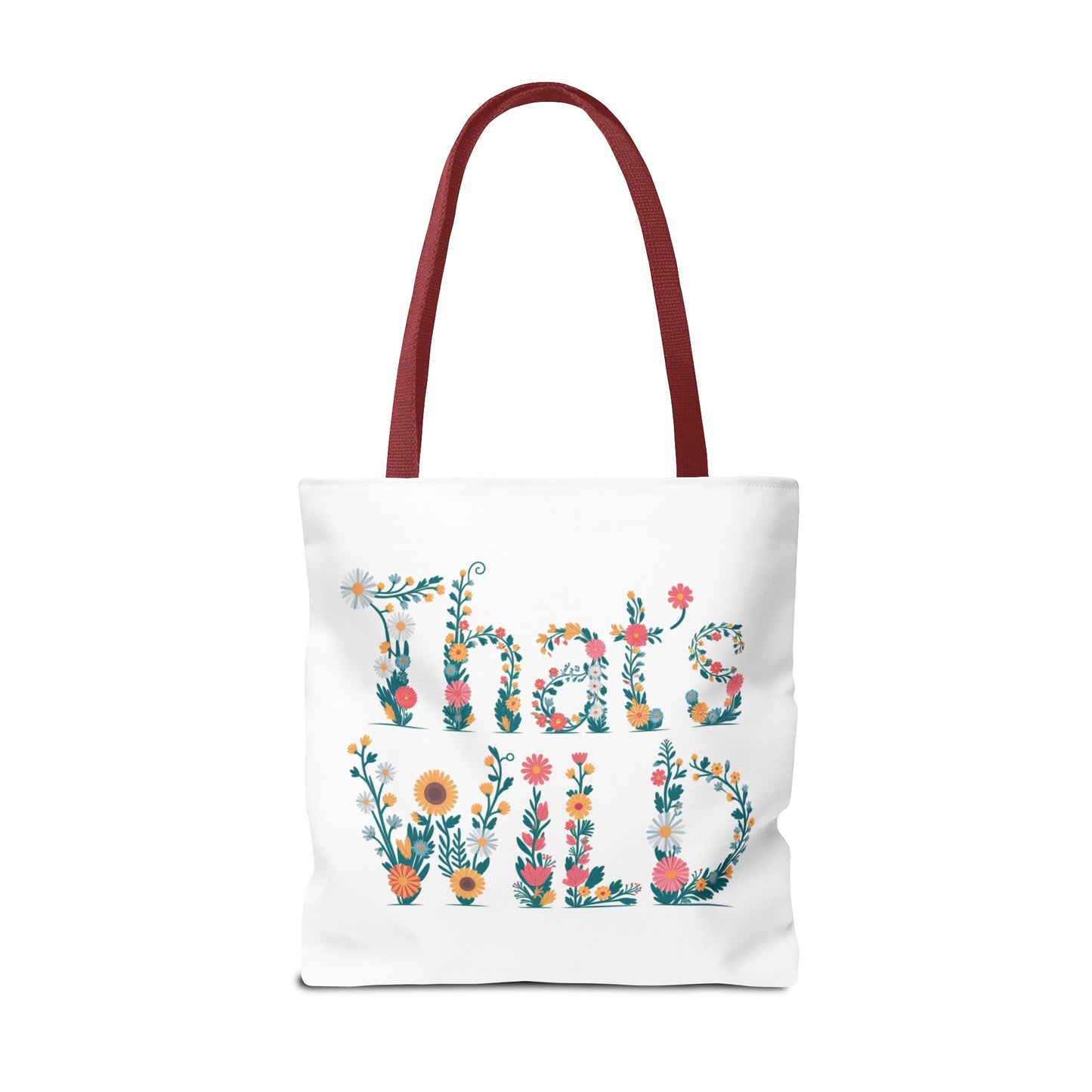 That’s Wild Floral Tote Bag – Cute Boho Canvas Bag With Colorful Flower Lettering, Eco Reusable Shopping Tote, Nature Lover Gift For Everyday Style
