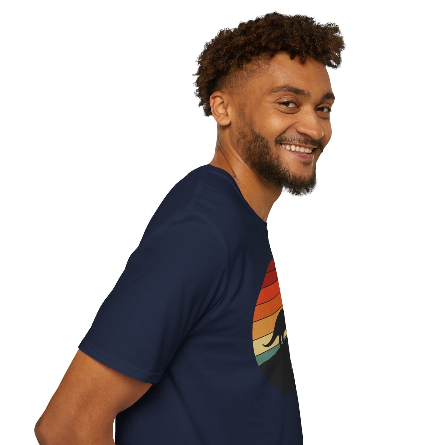 Retro Triceratops Sunset T-Shirt - Vintage Dino Graphic Tee - Unisex Softstyle Dinosaur Shirt - Nature and Prehistoric Lover Gift