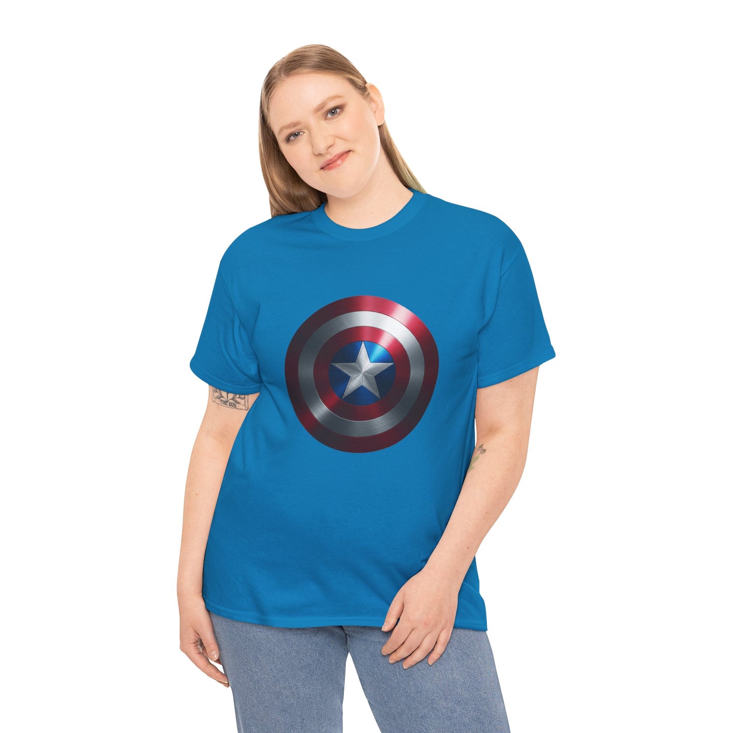 Patriotic Hero Shield Shirt – Star Emblem Graphic Tee – Super Soldier Gift – Comic Inspired Unisex Shirt – Cosplay Convention Top