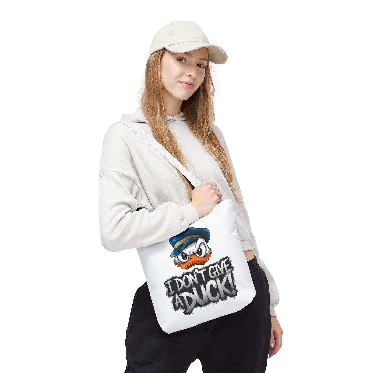 Funny Grumpy Duck Tote Bag | I Don’t Give A Duck Canvas Tote | Eco Reusable Cotton Gift Tote | Cute Animal Humor Market Bag
