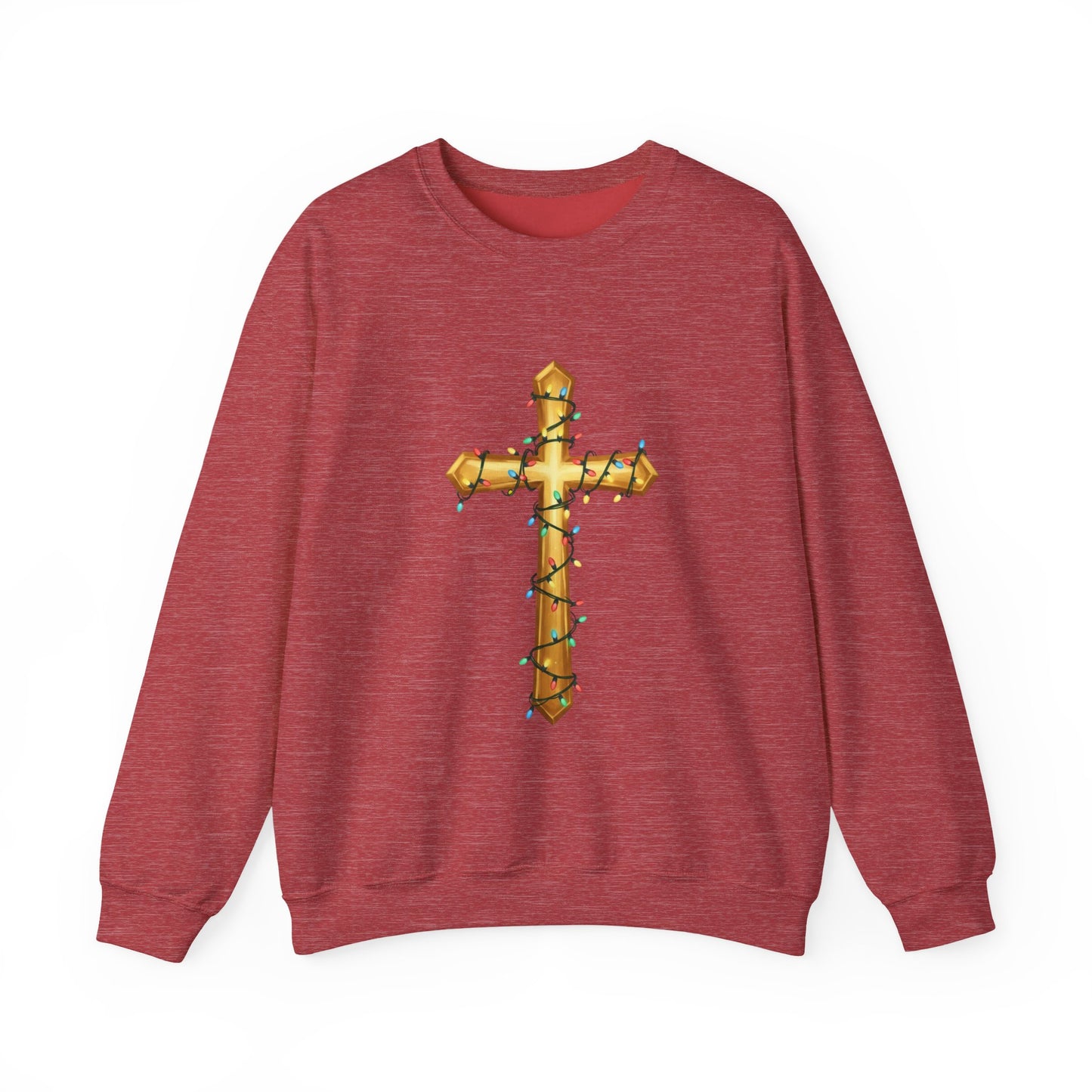 Christmas Cross Lights Sweatshirt, Christian Christmas Sweatshirt, Religious Holiday Cross Sweater, Jesus Christmas Gift, Faith