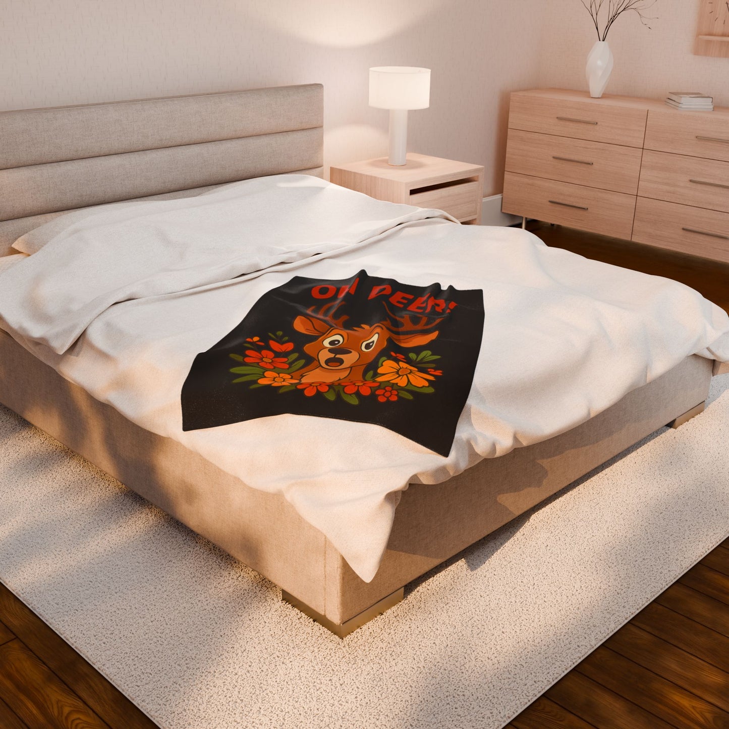 Plush Blanket - Startled Deer Oh Deer Design Wildlife Decor Deer Throw Animal Decor