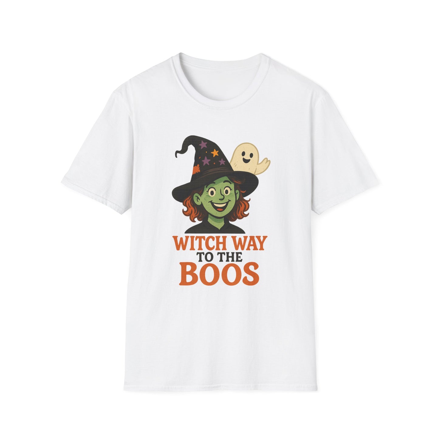 Witch Way to the Boos Halloween Shirt | Cute Witch and Ghost T-Shirt | Spooky Season Graphic Tee | Funny Halloween Costume Top
