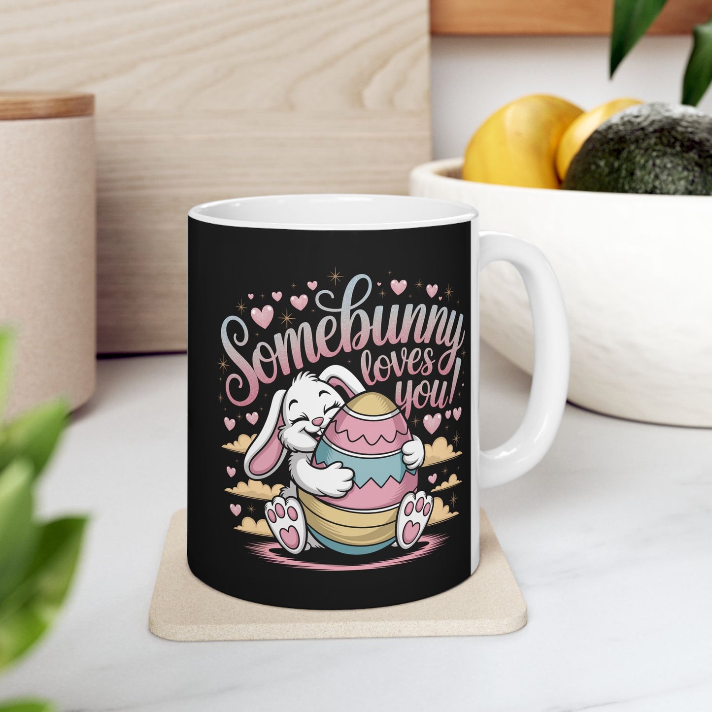 Easter Mug - Easter Bunny Somebunny Loves You Easter Cup Bunny Mug