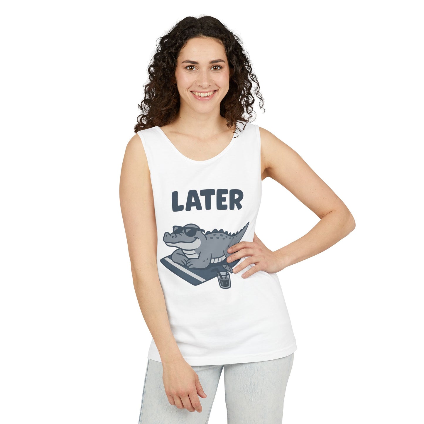 Funny Crocodile Tank Top - ‘Later Gator’ Cute Graphic Croc Tee, Summer Vest, Beach Gift, Sarcastic Animal Humor, Festival and Everyday Wear