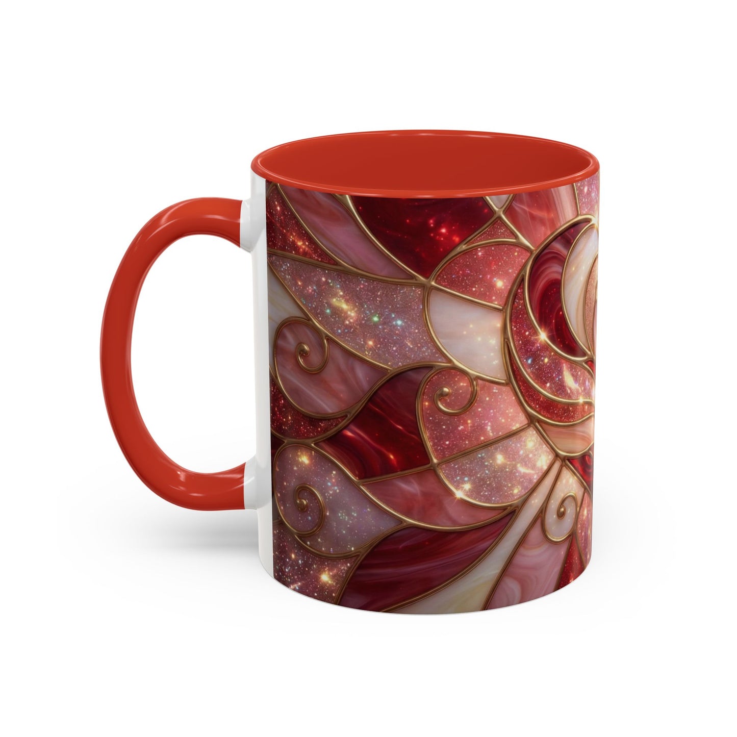 Stained Glass Heart Mug, Valentine Coffee Mug, Romantic Love Cup, Pink Red Ceramic Mug, Gift For Her, Anniversary Gift