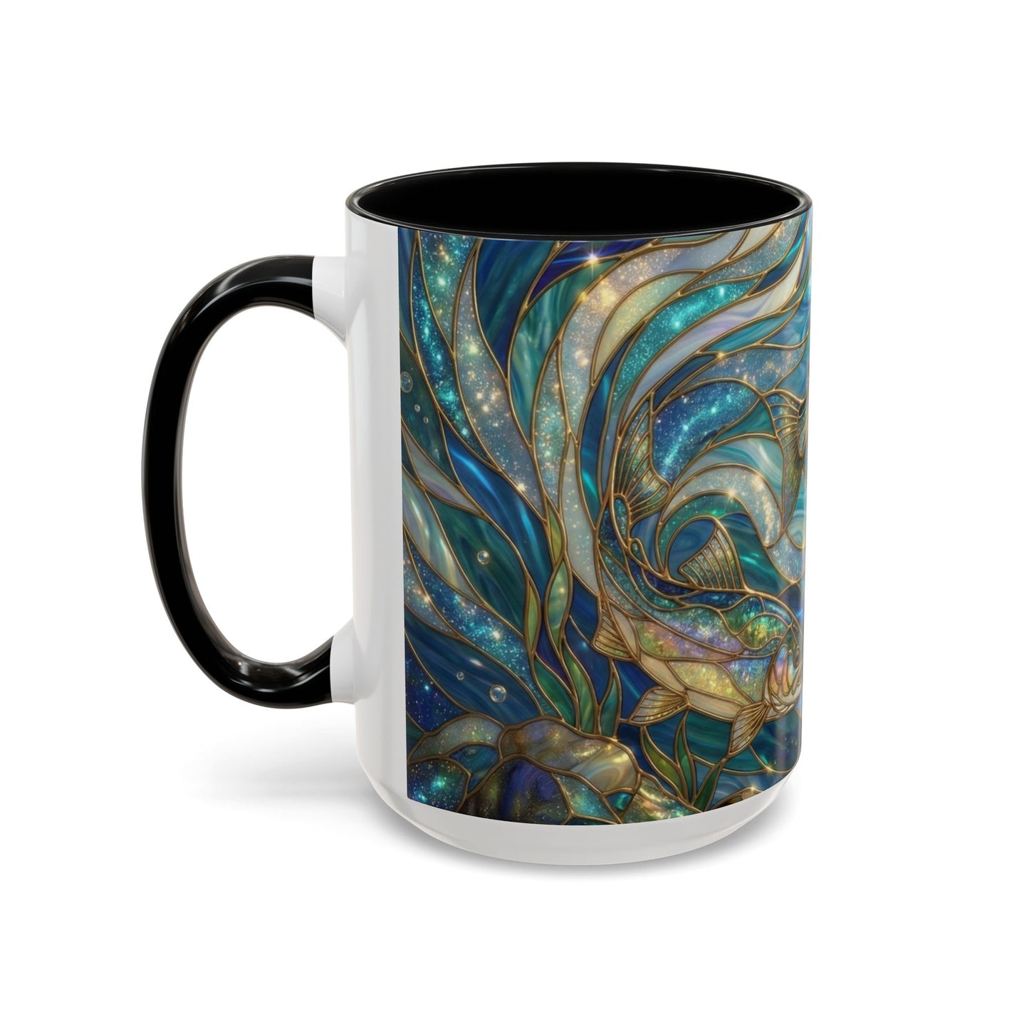 Stained Glass Fish Mug, Fishing Coffee Mug, Trout Art Mug, Fisherman Gift Cup, Wildlife Nature Mug, Angler Gift Mug