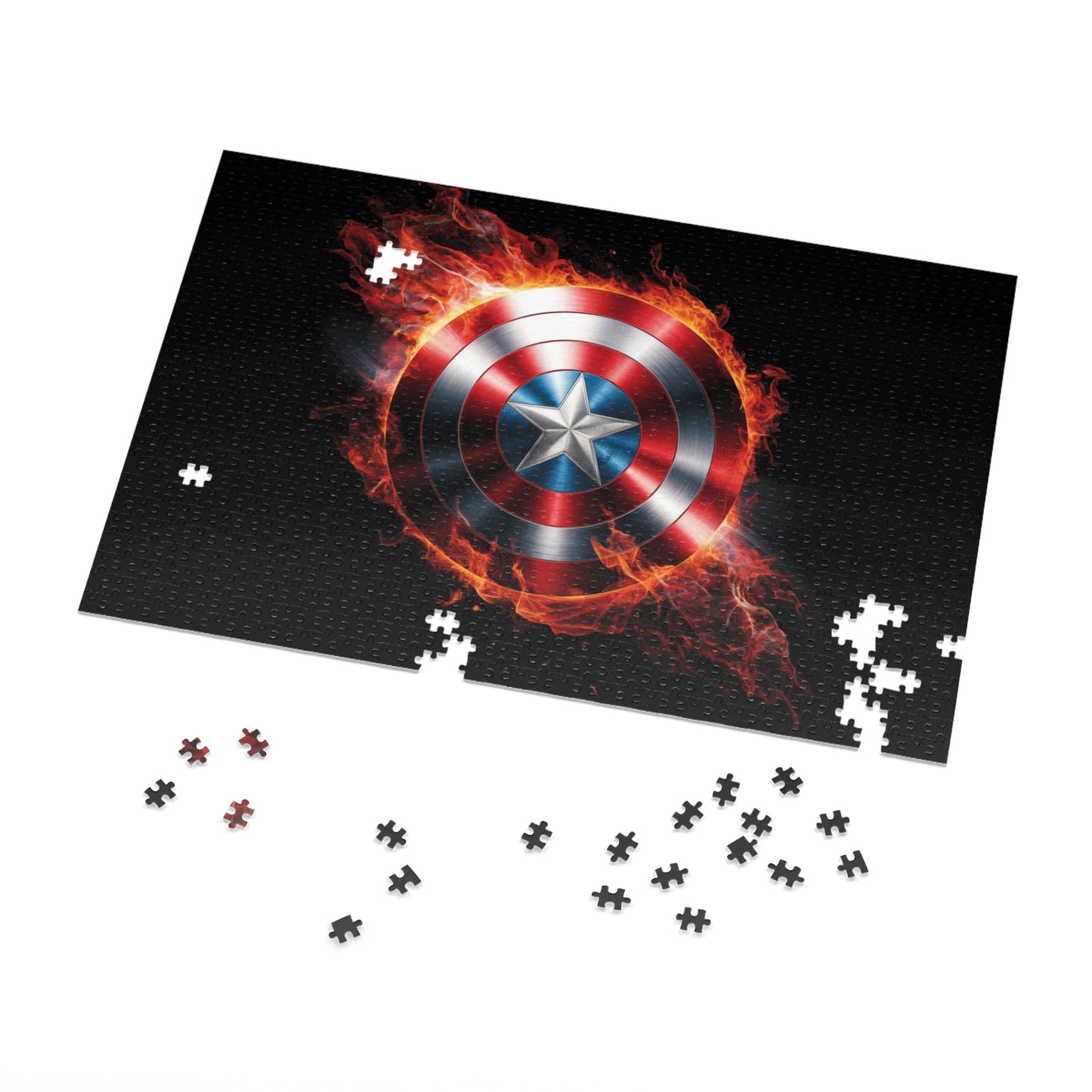 Fire & Shield Jigsaw Puzzle with Tin | Marvel-Inspired Home Décor