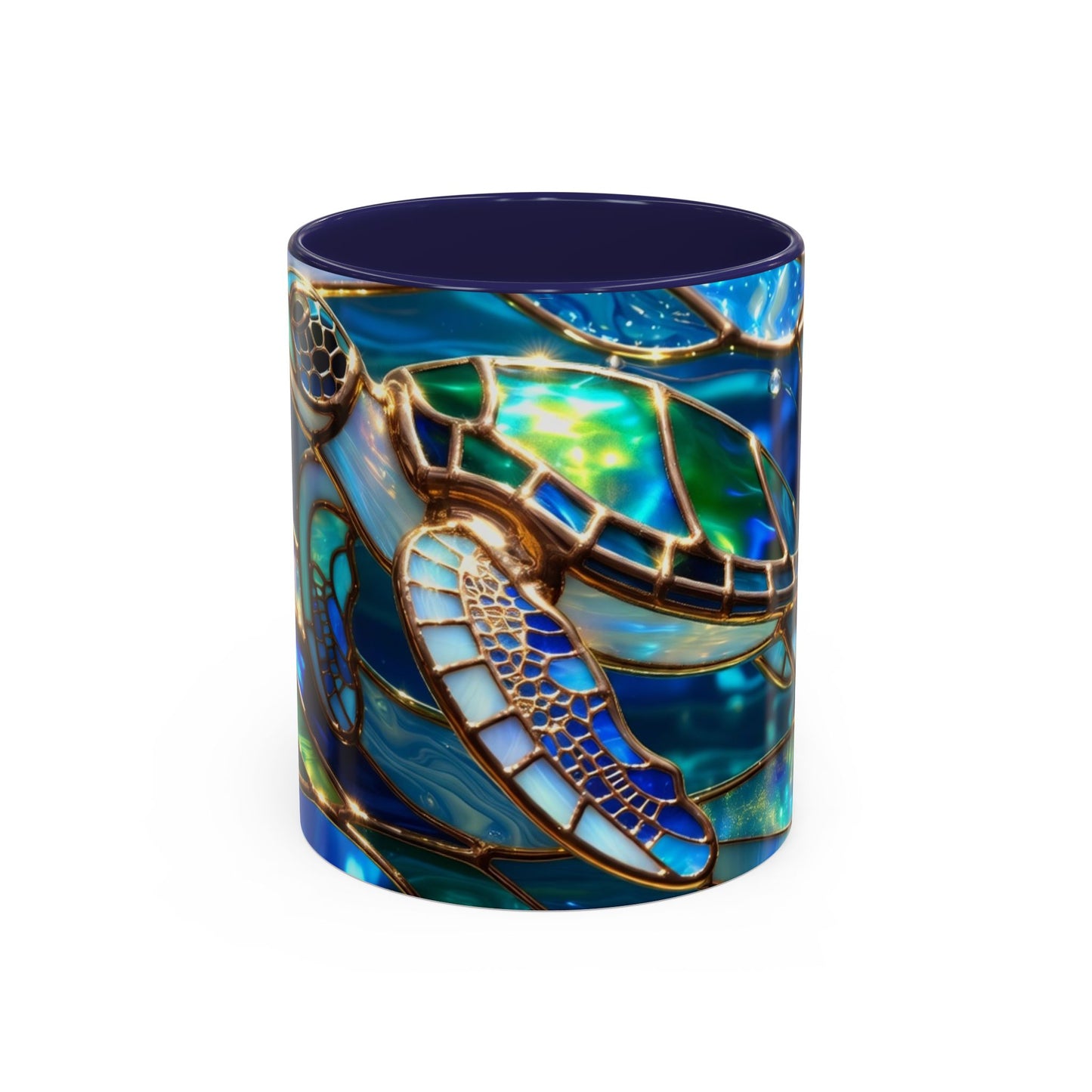 Stained Glass Sea Turtle Mug, Ocean Turtle Coffee Cup, Coastal Beach Mug Gift, Marine Life Art Cup, Sea Lover Gift, Ocean Wildlife Mug