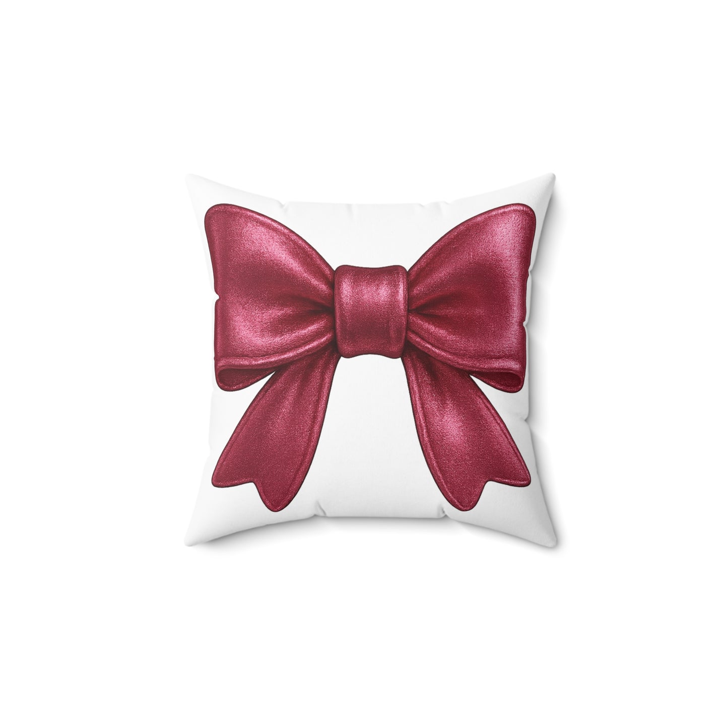 Red Bow Throw Pillow – Elegant Holiday Decor Accent | Shiny Satin-Look Ribbon Cushion | Christmas Gift for Her | Glam Bow Pillow Cover