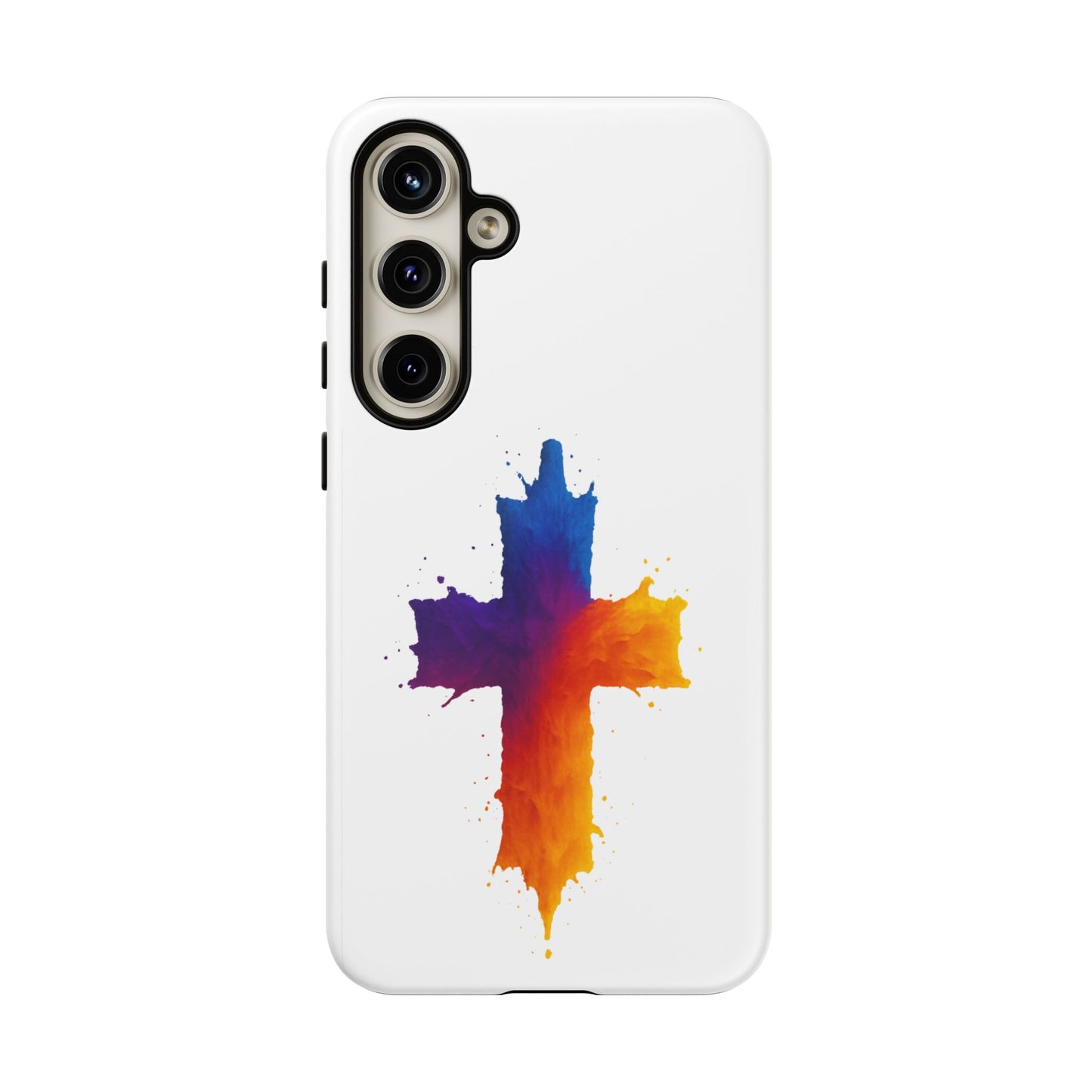 Christian Cross Phone Case – Vibrant Watercolor Design, Faith-Based Gift, Bible Verse Inspired Cell Cover