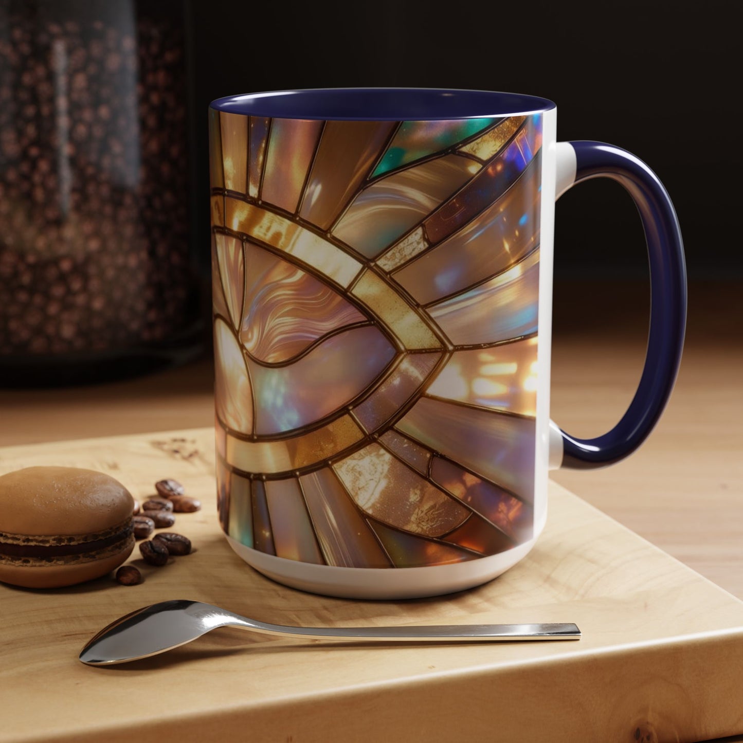 Stained Glass Ichthys Mug, Jesus Fish Christian Coffee Cup, Religious Art Mug, Faith Gift For Women, Inspirational Stained Glass Christian Symbol Design
