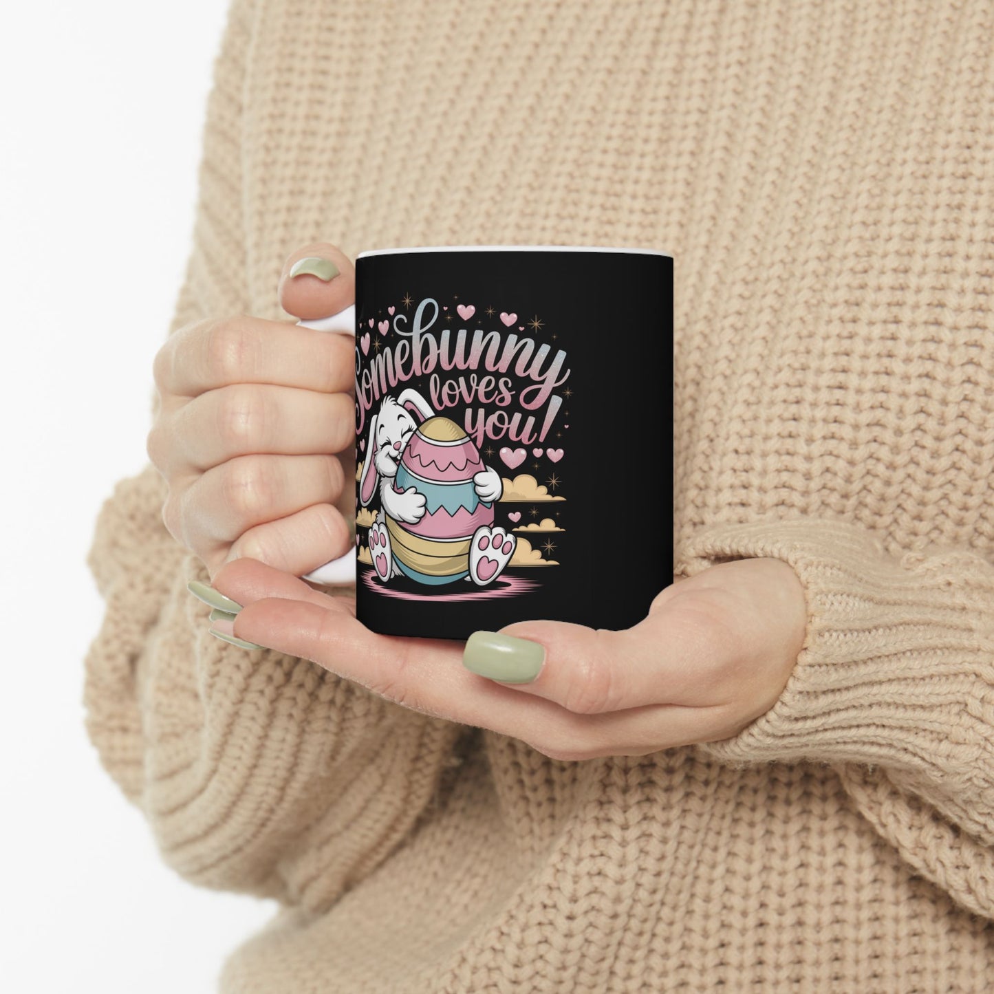 Easter Mug - Easter Bunny Somebunny Loves You Easter Cup Bunny Mug