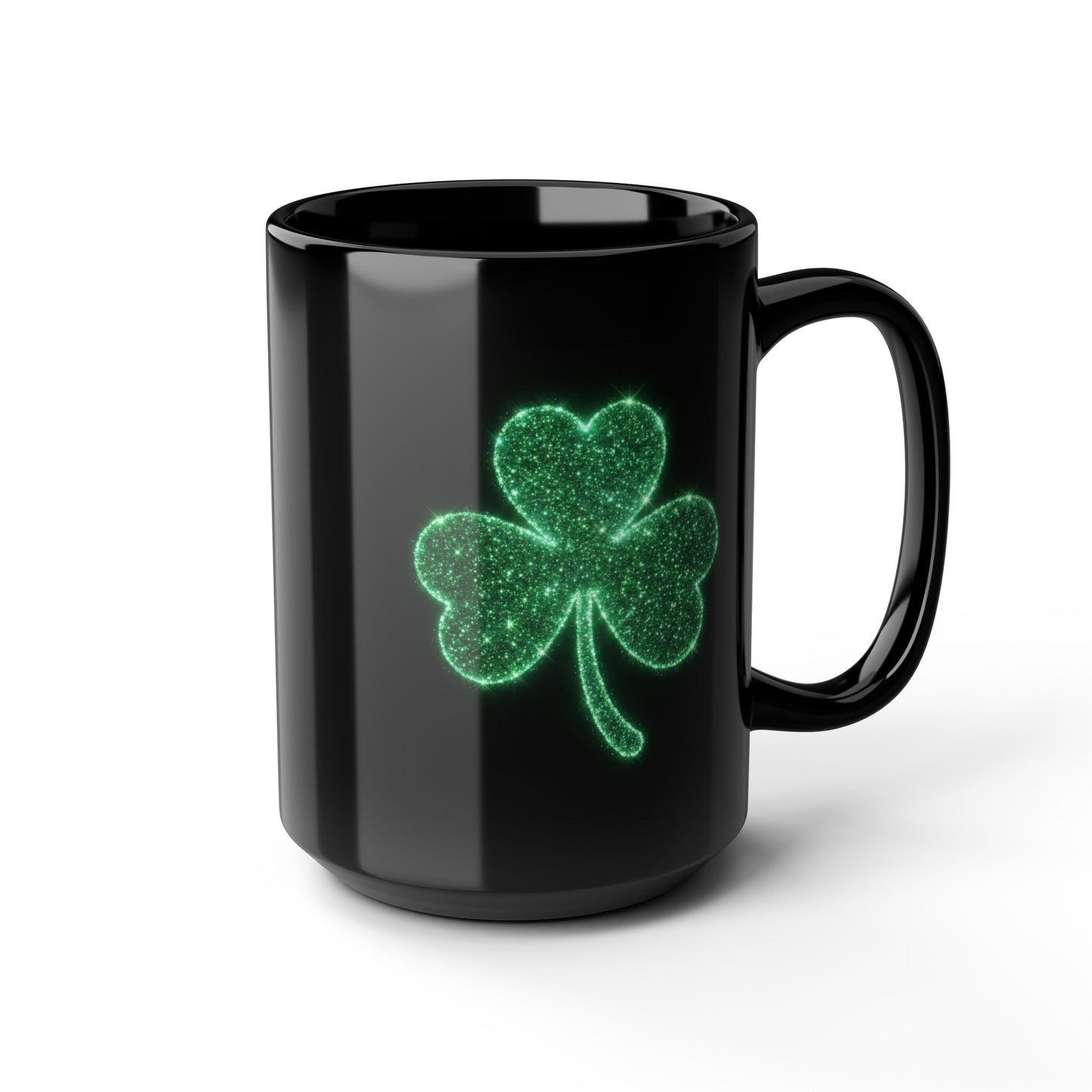 Glowing Shamrock Mug, St Patricks Day Gift, Lucky Green Clover Coffee Cup, Emerald Glitter Aesthetic, Irish Pride Mug, Magic Luck Tea Cup
