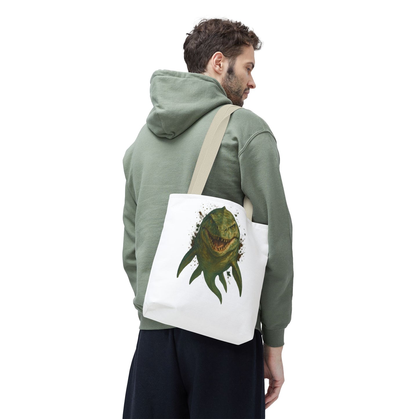 Watercolor Mosasaurus Tote Bag - Prehistoric Sea Monster Art, Dinosaur Ocean Reptile Gift, Eco Canvas Bag for Dino and Marine Fans