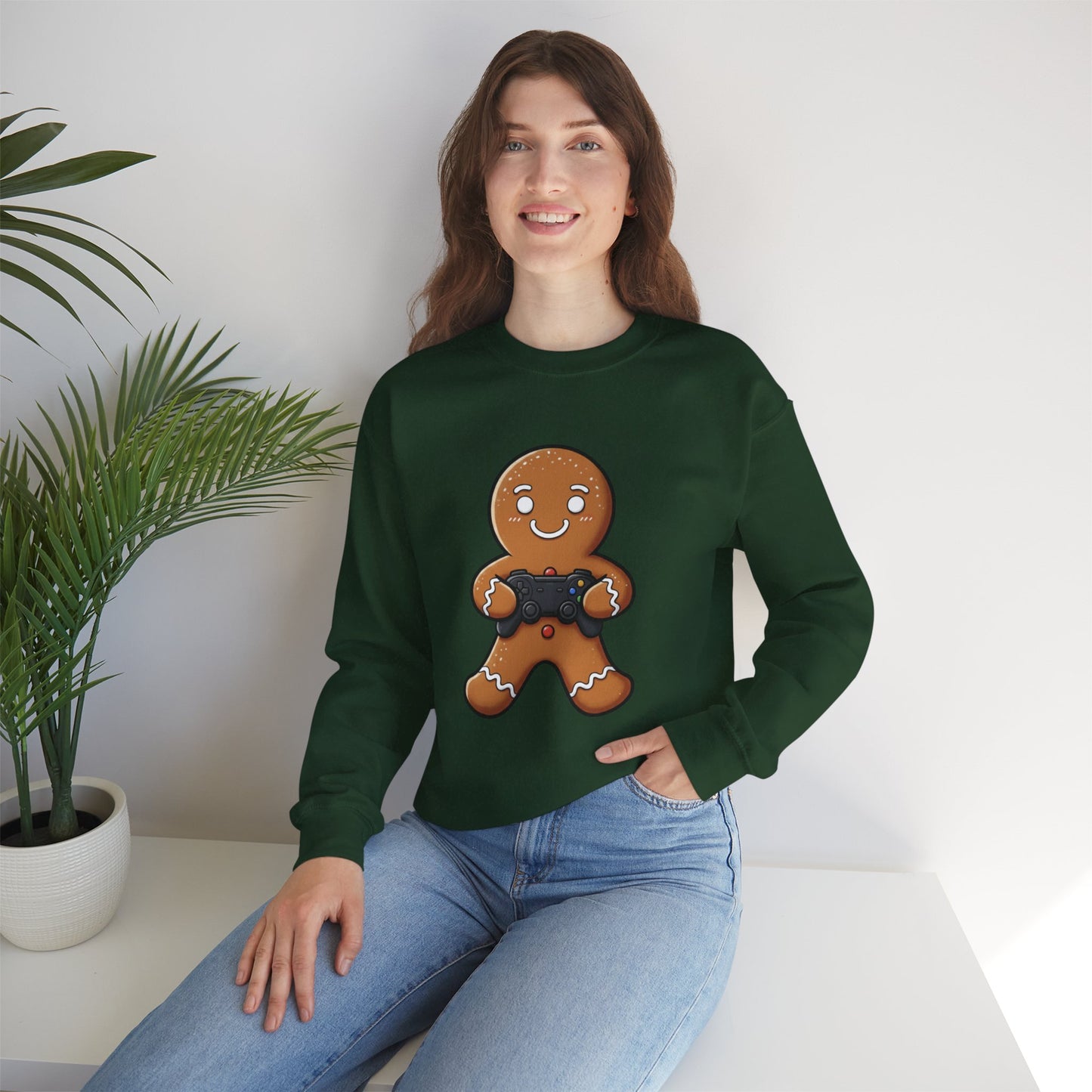 Gamer Gingerbread Sweatshirt | Funny Christmas Sweater | Cute Holiday Crewneck for Gamers | Cozy Unisex Winter Gift