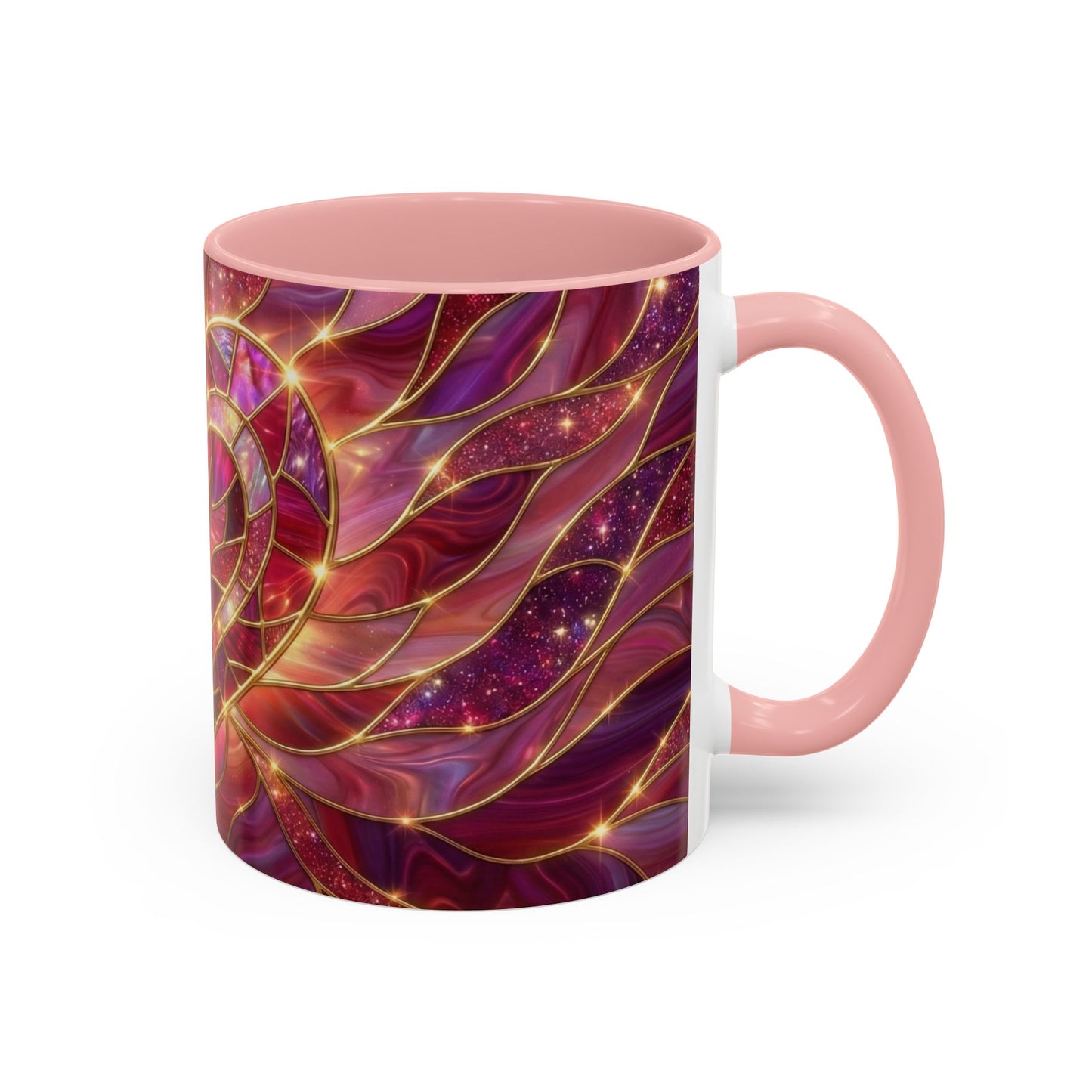 Stained Glass Heart Mug, Valentine Coffee Mug, Romantic Love Mug, Pink Red Ceramic Cup, Gift For Her, Anniversary Gift Mug