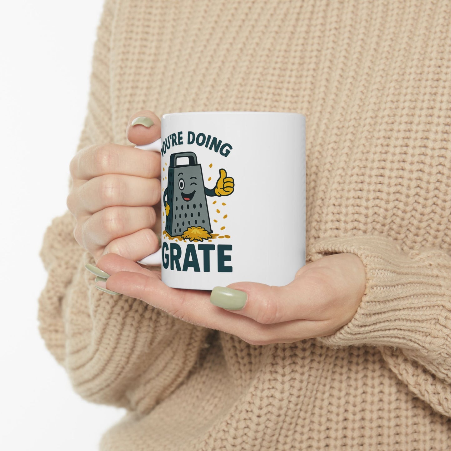 You’re Doing Grate Funny Pun Mug – Cheesy Kitchen Coffee Cup, Positive Encouragement Gift for Coworkers, Friends & Teachers