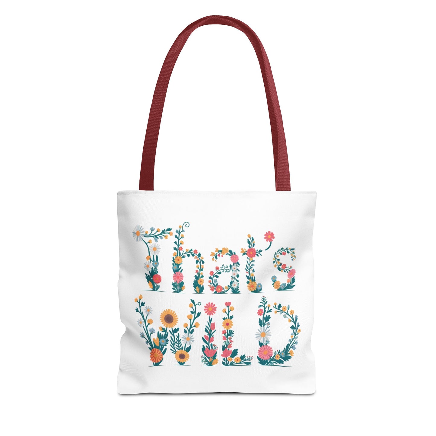 That’s Wild Floral Tote Bag – Cute Boho Canvas Bag With Colorful Flower Lettering, Eco Reusable Shopping Tote, Nature Lover Gift For Everyday Style