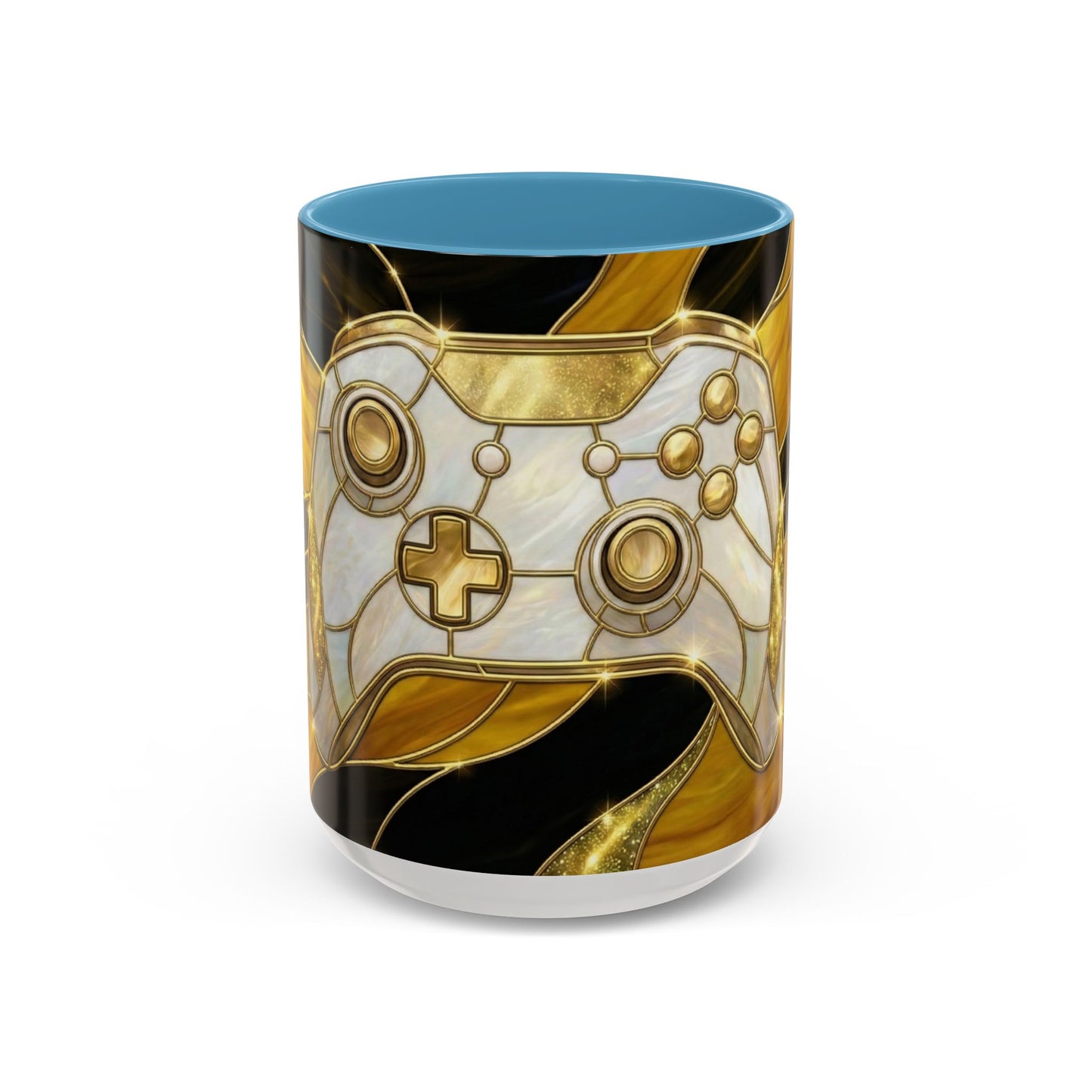 Stained Glass Gamer Mug, Gold Controller Coffee Cup, Video Game Gifts for Him, Gamer Boyfriend Gift, Teen Boy Gaming Mug, Desk Decor