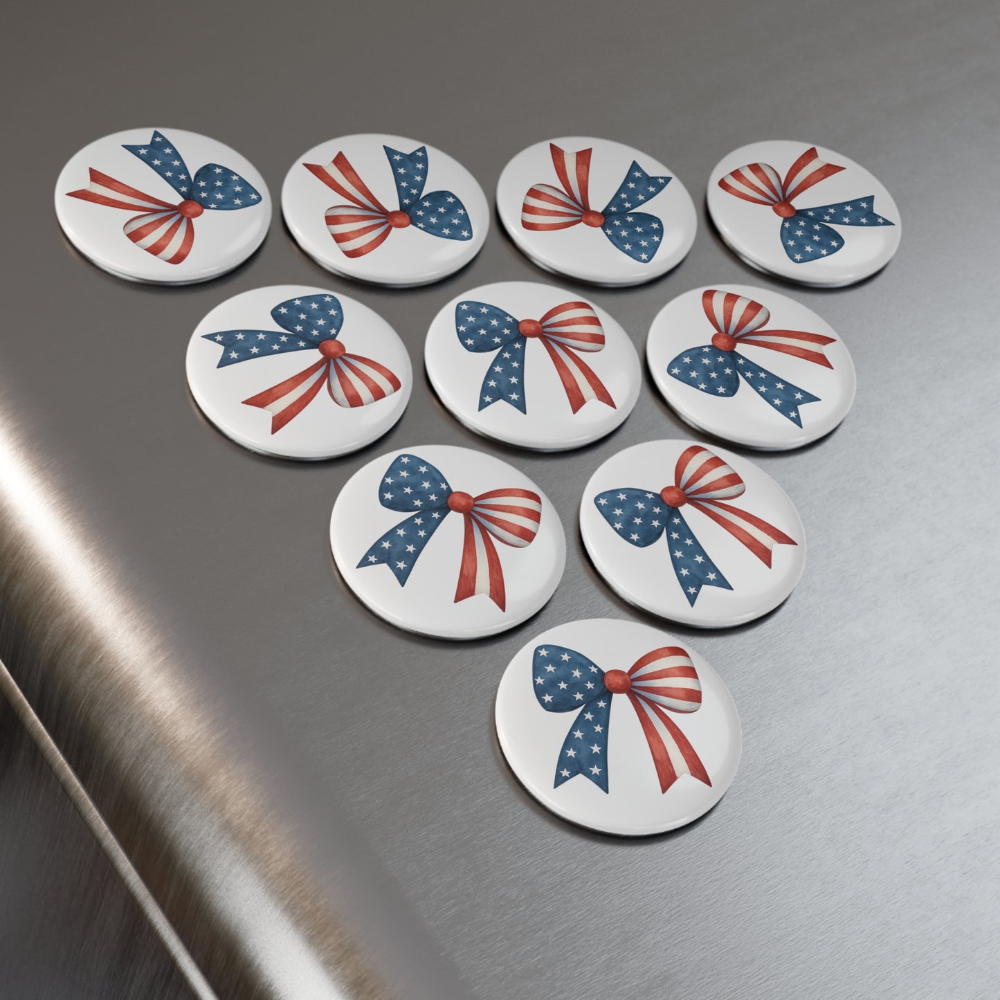 Patriotic Bow Round Magnet | 4th of July Magnet | American Flag Fridge Magnet | USA Stars Stripes Magnet | July 4th Decor | Patriotic Gift