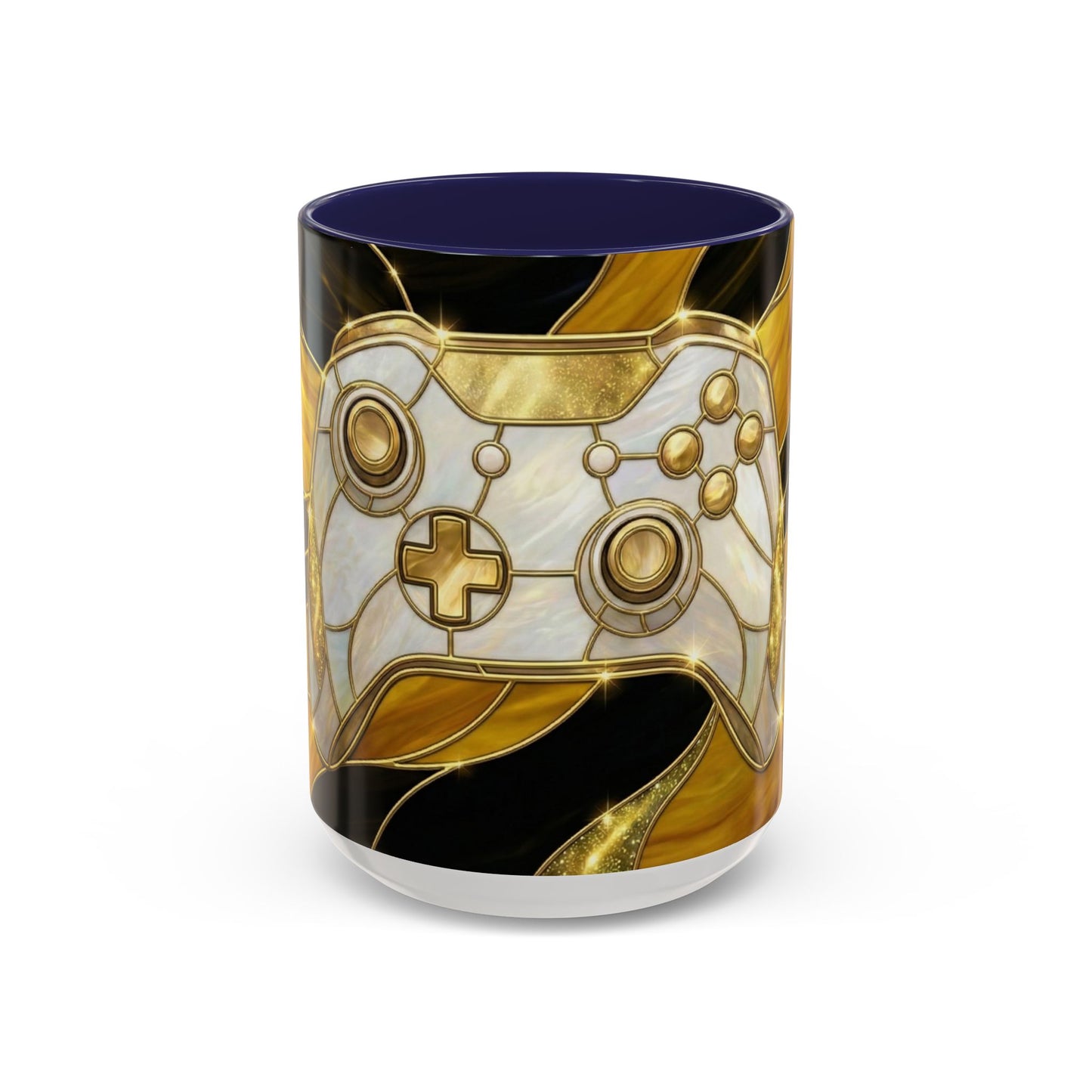 Stained Glass Gamer Mug, Gold Controller Coffee Cup, Video Game Gifts for Him, Gamer Boyfriend Gift, Teen Boy Gaming Mug, Desk Decor