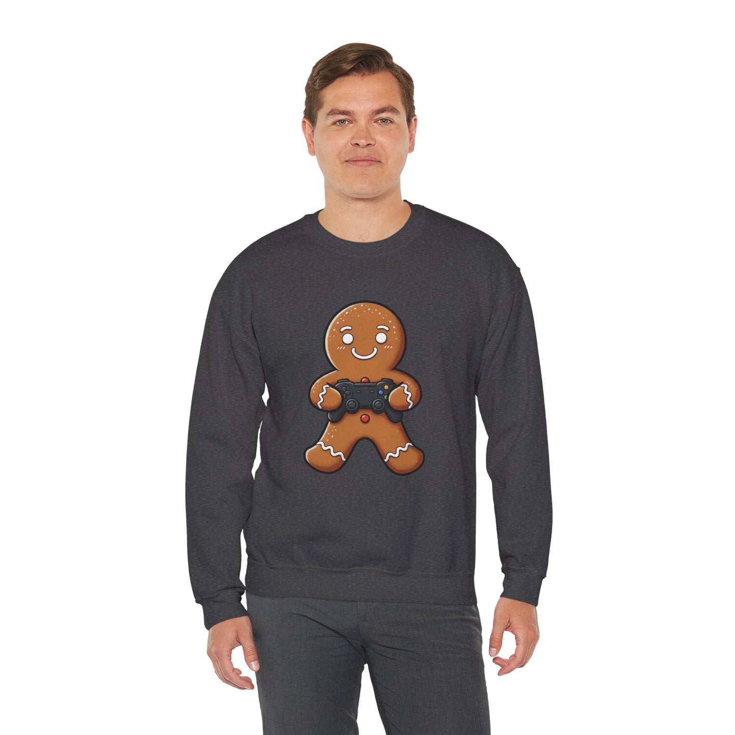 Gamer Gingerbread Sweatshirt | Funny Christmas Sweater | Cute Holiday Crewneck for Gamers | Cozy Unisex Winter Gift