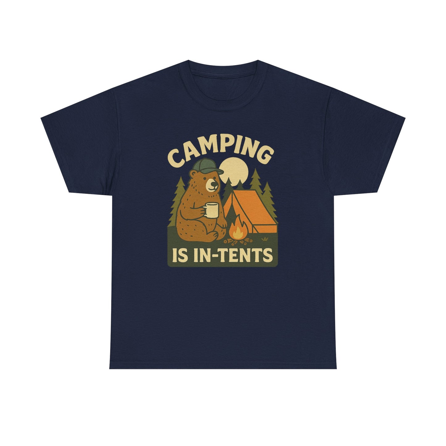Camping Is In-Tents Funny Bear Camping Tee - Cute Outdoorsy Pun Shirt - Retro Campfire Graphic, Nature Lover Gift, Unisex Adventure Apparel