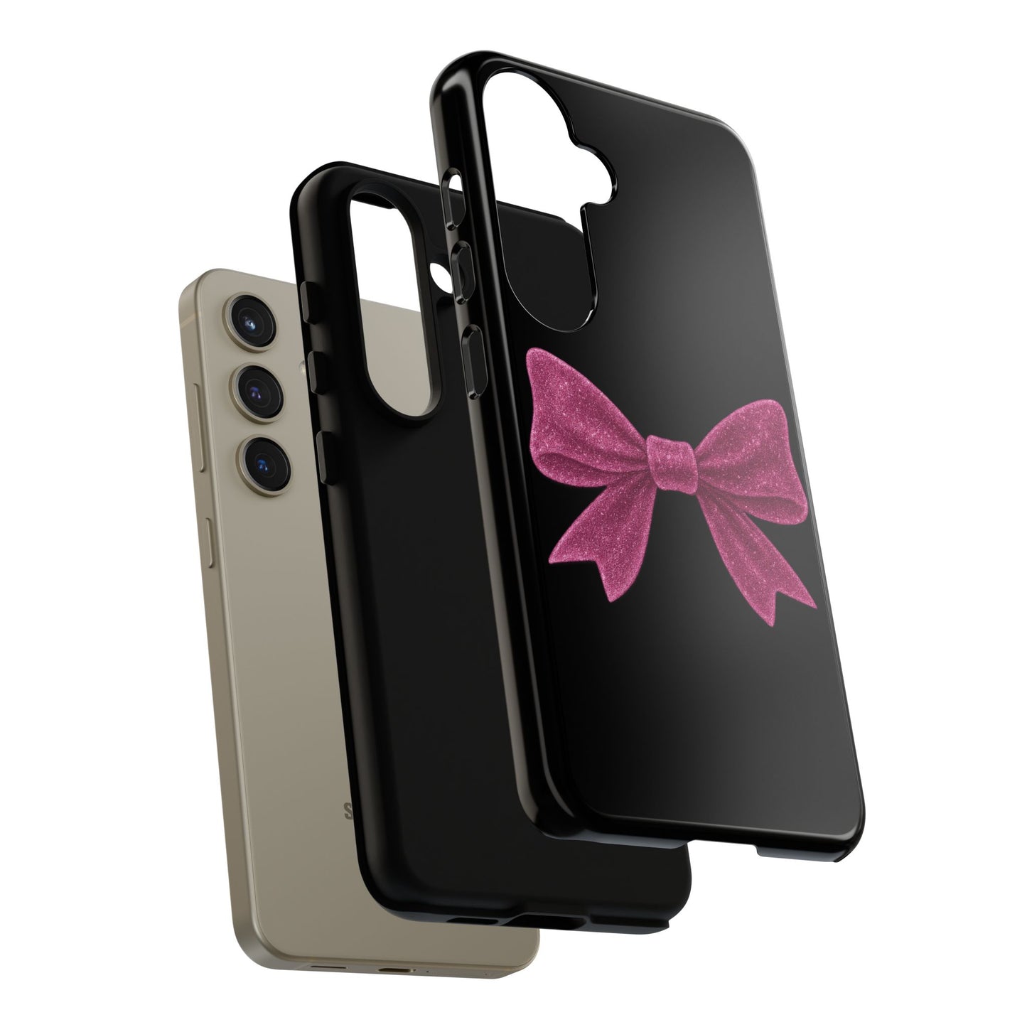 Pink Glitter Bow Samsung Case – Coquette Aesthetic Phone Cover – Girly Glossy Galaxy Case – Cute Soft Girl Tech Accessory – Kawaii Gift Idea