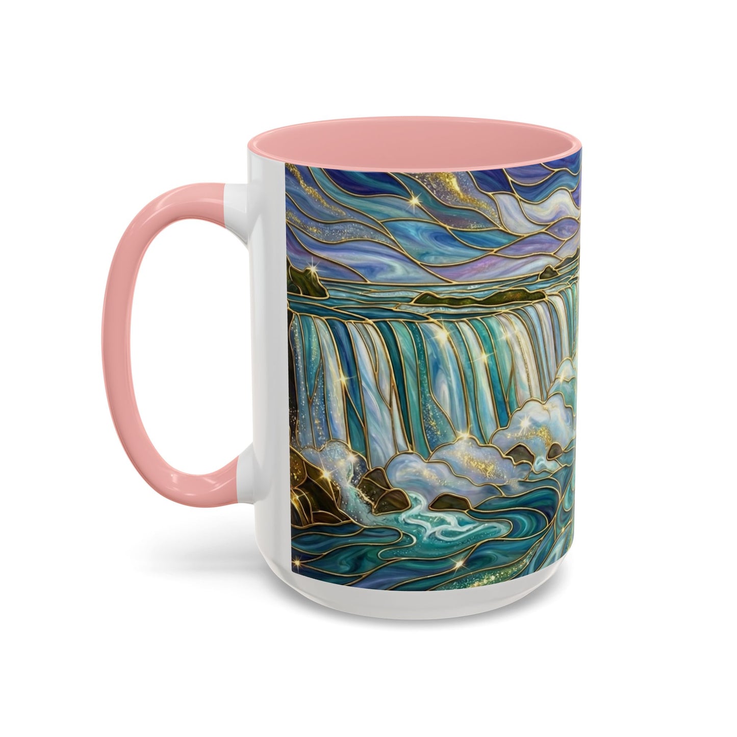 Faux Stained Glass Niagara Falls Mug, Waterfall Coffee Cup, Canada Souvenir Gift, Upstate New York Travel Memento, Nature Lover Tea Cup