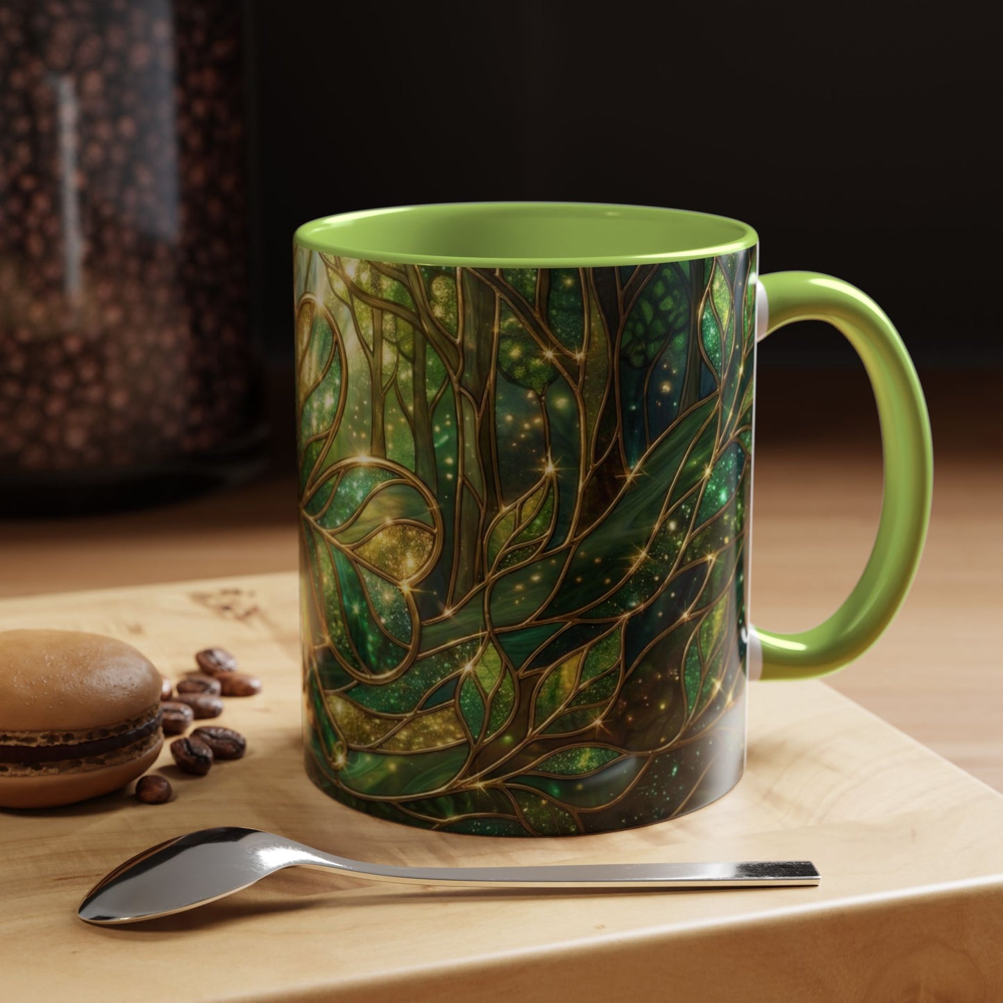 Stained Glass Shamrock Mug, Celtic Irish Coffee Cup, Green Stained Glass Mug, Shamrock Art Mug, St Patrick’s Day Gift