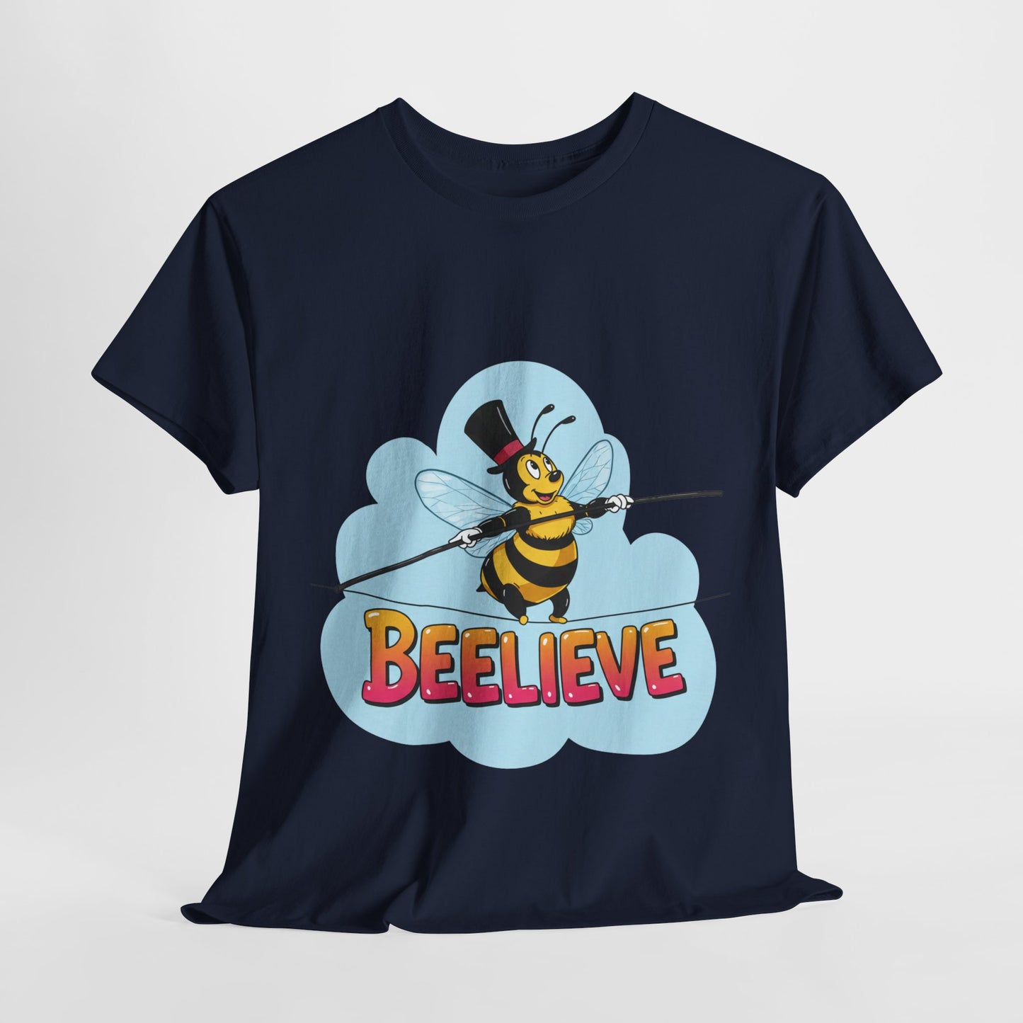 “Beelieve” Bee Pun T‑Shirt | Cute Bee Graphic Tee | Inspirational Pun Shirt | Funny Nature Lover Gift | Bee Belief Positive Vibes Tee