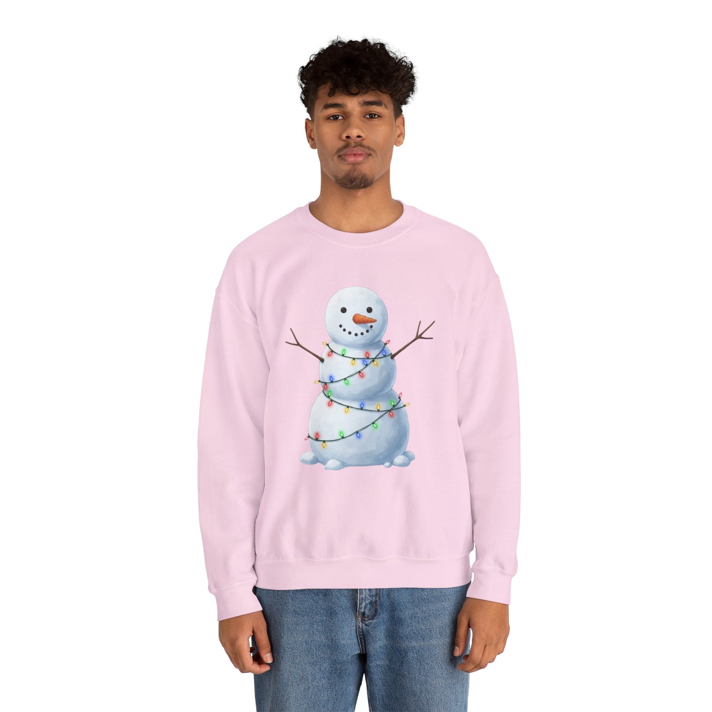 Cute Snowman Christmas Sweatshirt, Holiday Snowman Lights Sweater, Winter Snowman Crewneck, Cozy Christmas Gift, Festive Holiday Shirt