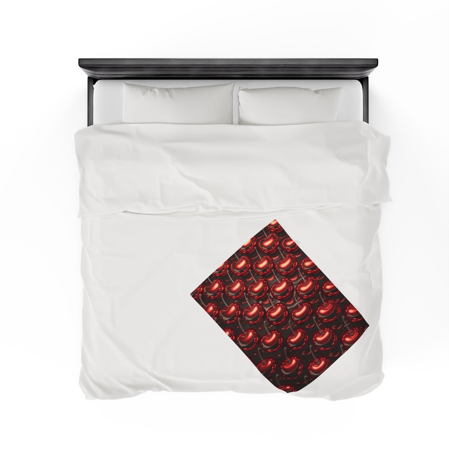 Plush Blanket with Shiny Cherry Design