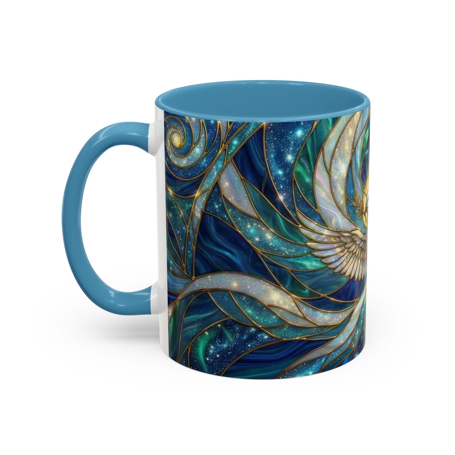 Stained Glass Dove Mug, Christian Coffee Cup, Religious Gift, Faith Art Mug, Holy Spirit Dove, Inspirational Christian Mug