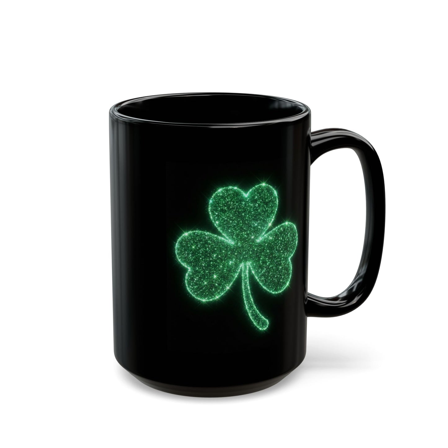 Glowing Shamrock Mug, St Patricks Day Gift, Lucky Green Clover Coffee Cup, Emerald Glitter Aesthetic, Irish Pride Mug, Magic Luck Tea Cup