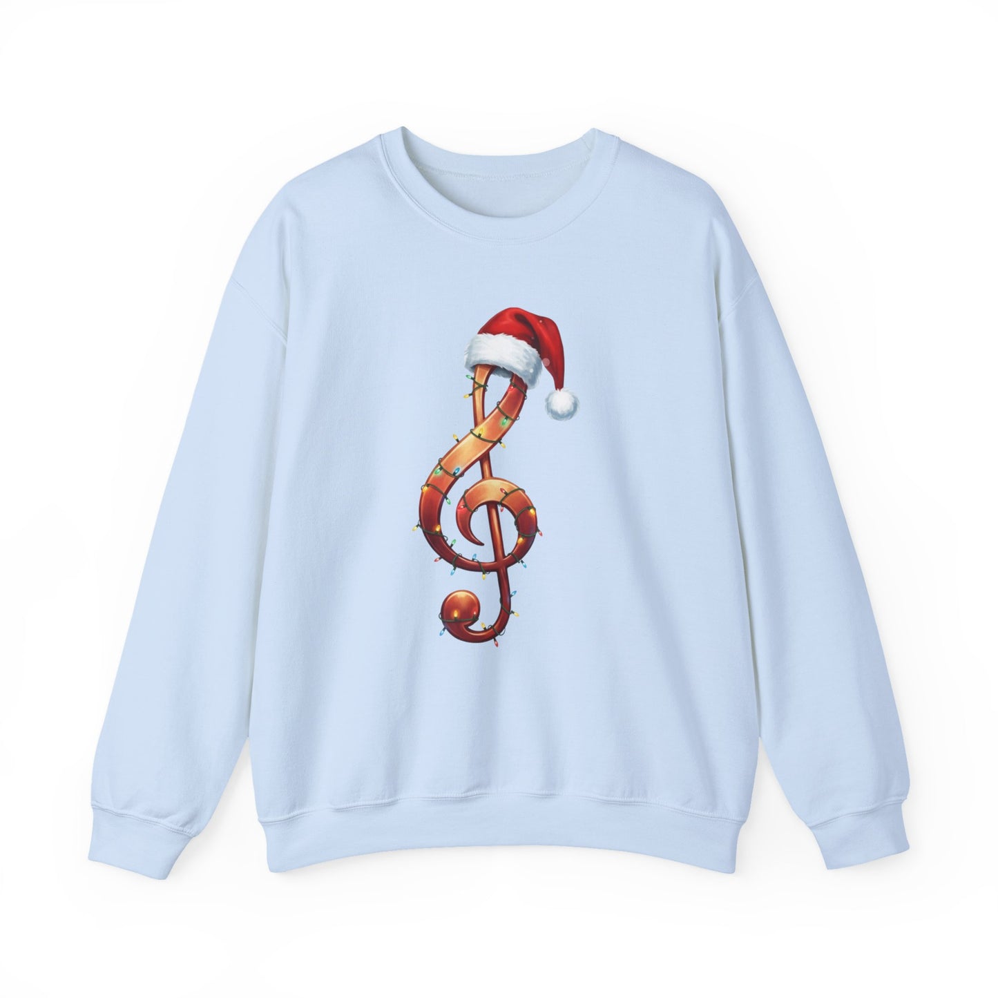 Christmas treble clef sweatshirt, music note Santa hat shirt, Christmas lights music lover sweater, musician holiday crewneck, Xmas gift