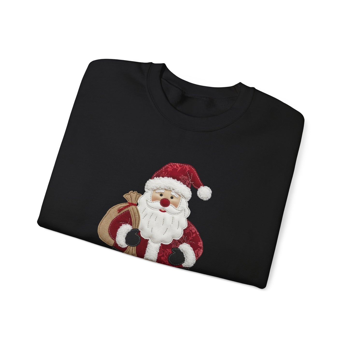 Faux patchwork Santa sweatshirt, Christmas Santa crewneck, cozy holiday sweater, vintage Santa pullover, festive winter sweatshirt, Xmas gift