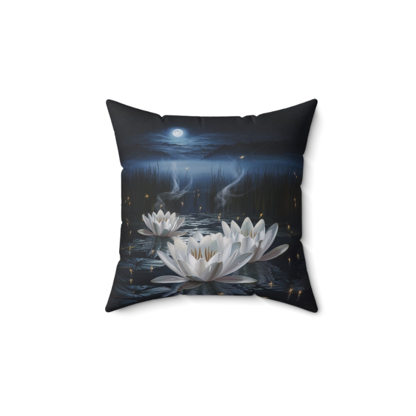 Moonlit Water Lily Pillow