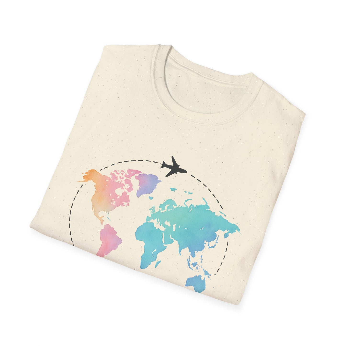 Adventure Awaits Travel Shirt | Watercolor World Map Tee for Women and Men | Wanderlust Gift for Travelers, Hikers, Campers, Beach Lovers